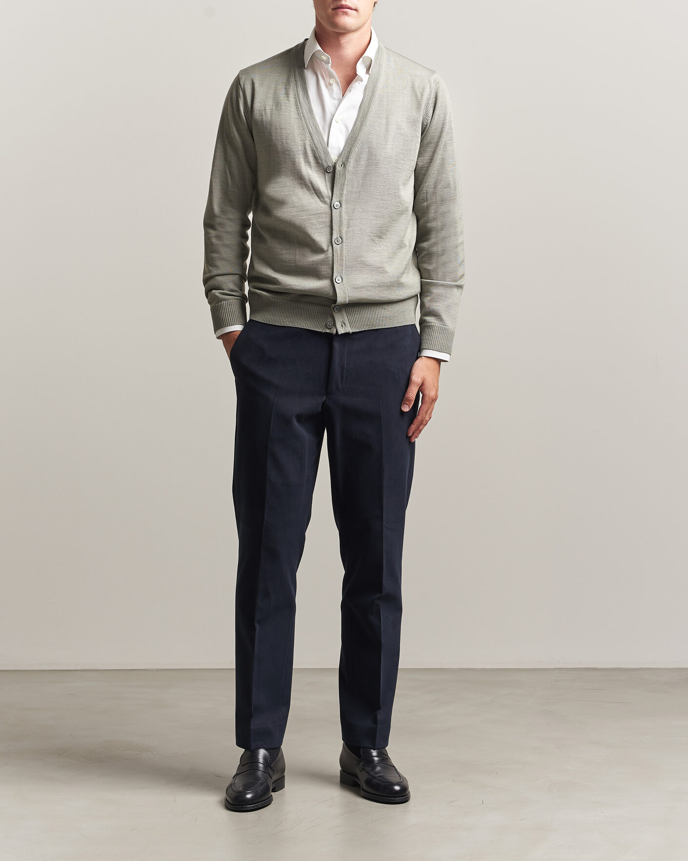 Herre | Bukser | Oscar Jacobson | Dandy Brushed Cotton Trousers Blue