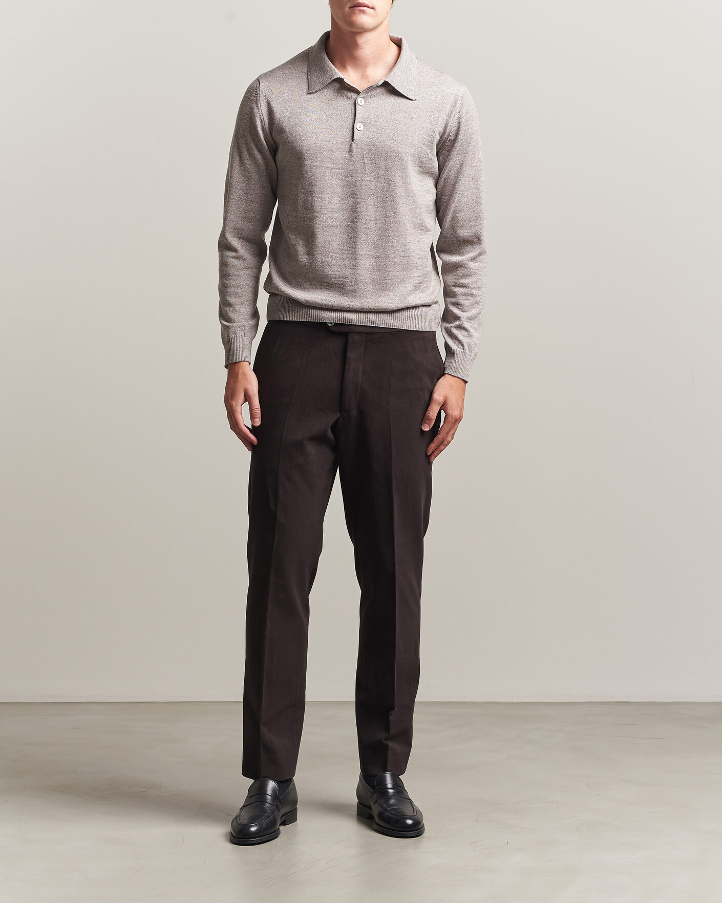 Herre | Bukser | Oscar Jacobson | Dandy Brushed Cotton Trousers Brown