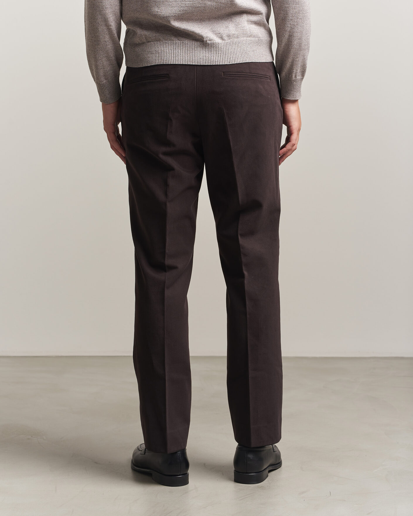 Herre | Bukser | Oscar Jacobson | Dandy Brushed Cotton Trousers Brown