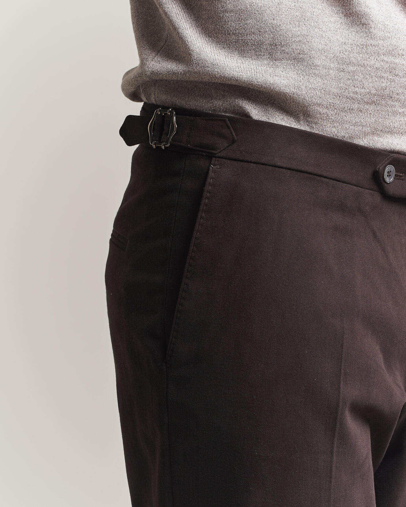 Herre | Bukser | Oscar Jacobson | Dandy Brushed Cotton Trousers Brown