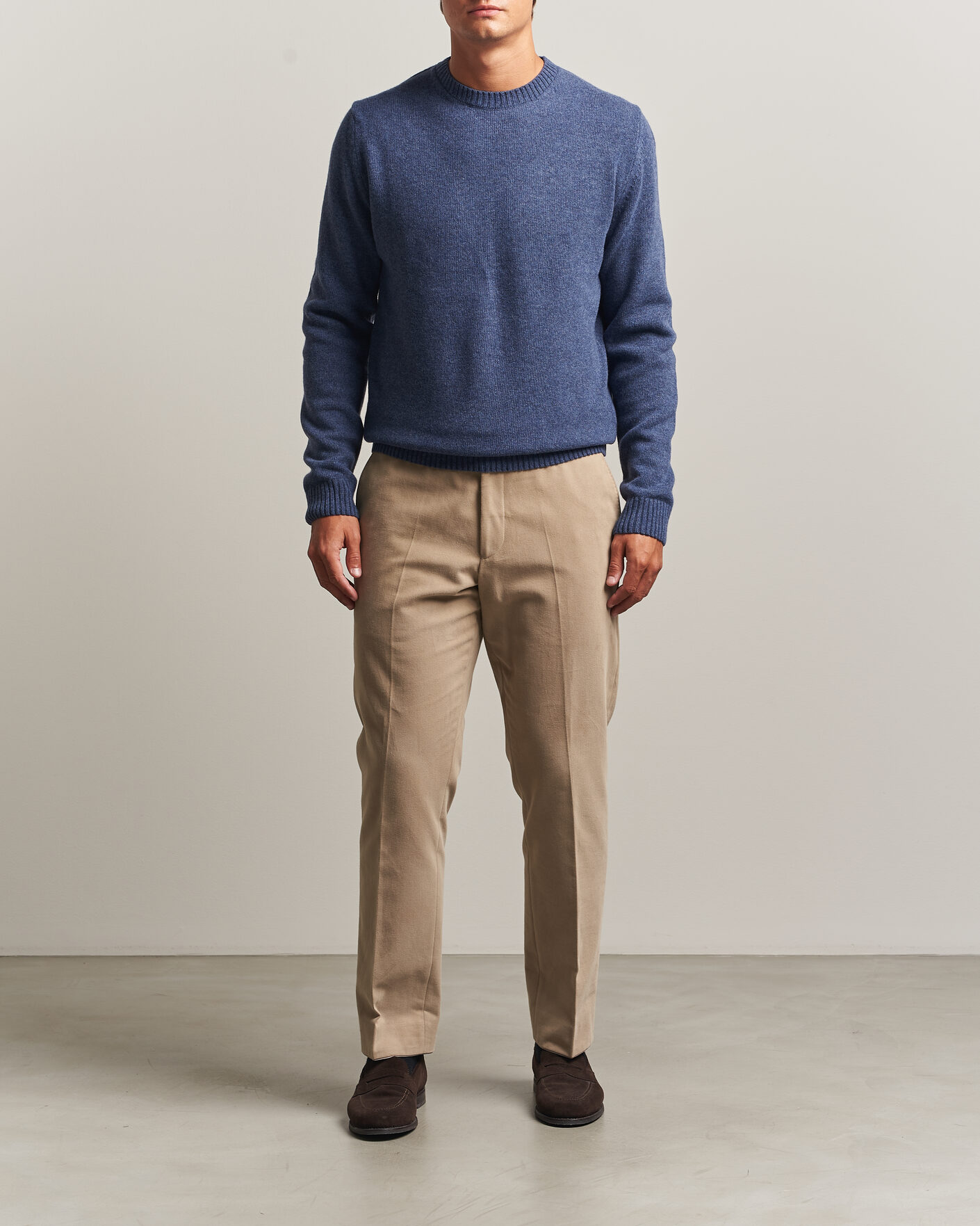 Herre | Gensere | Stenströms | Brushed Merino Crew Neck Blue