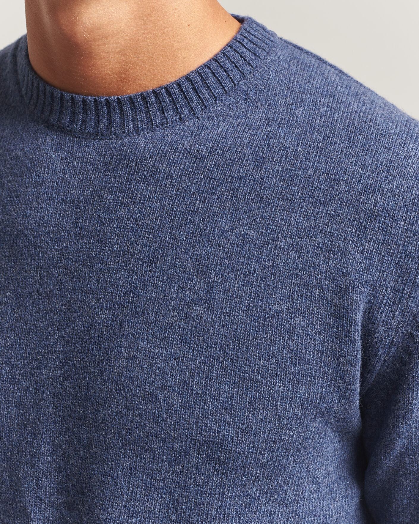 Herre | Gensere | Stenströms | Brushed Merino Crew Neck Blue