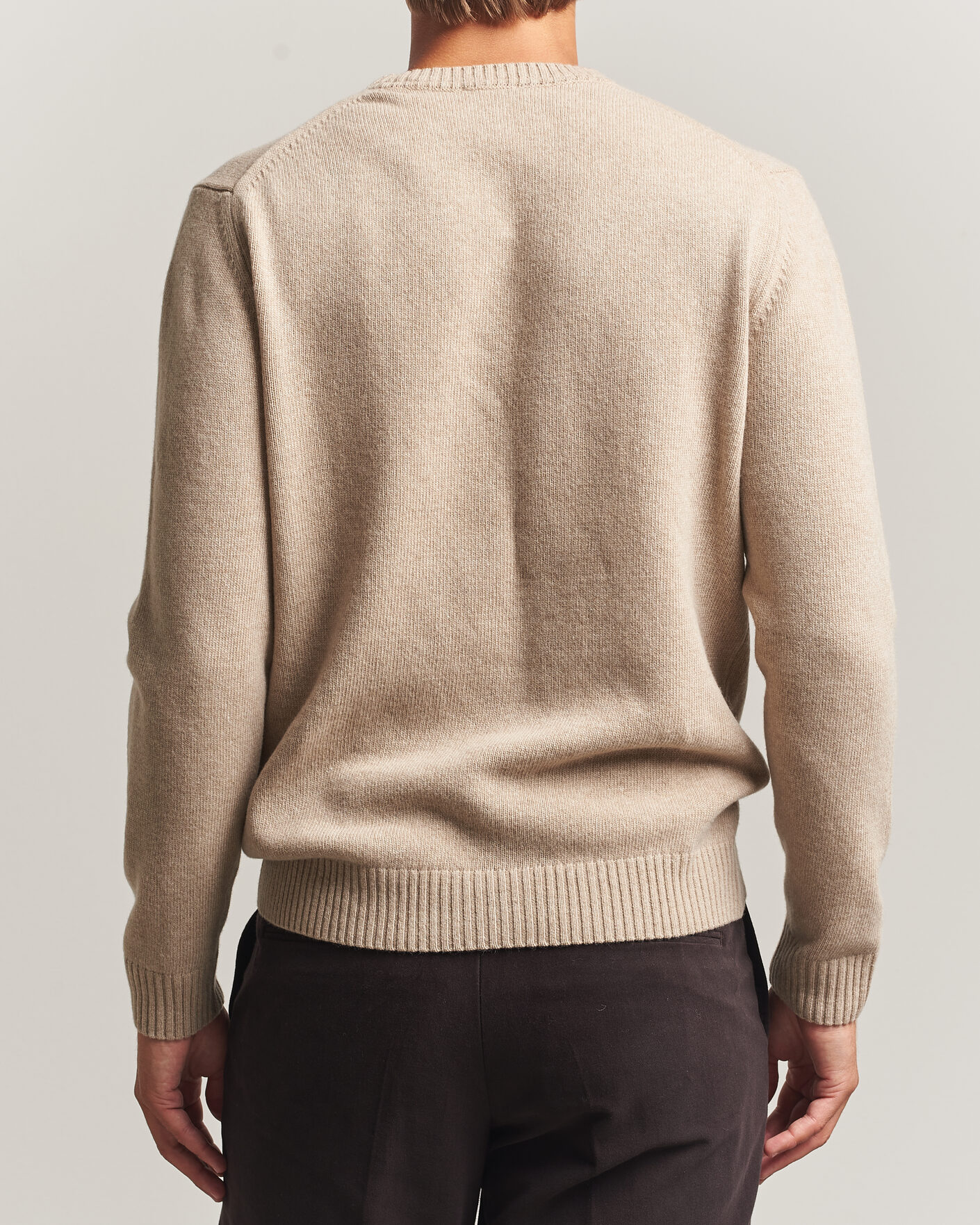 Herre | Gensere | Stenströms | Brushed Merino Crew Neck Beige