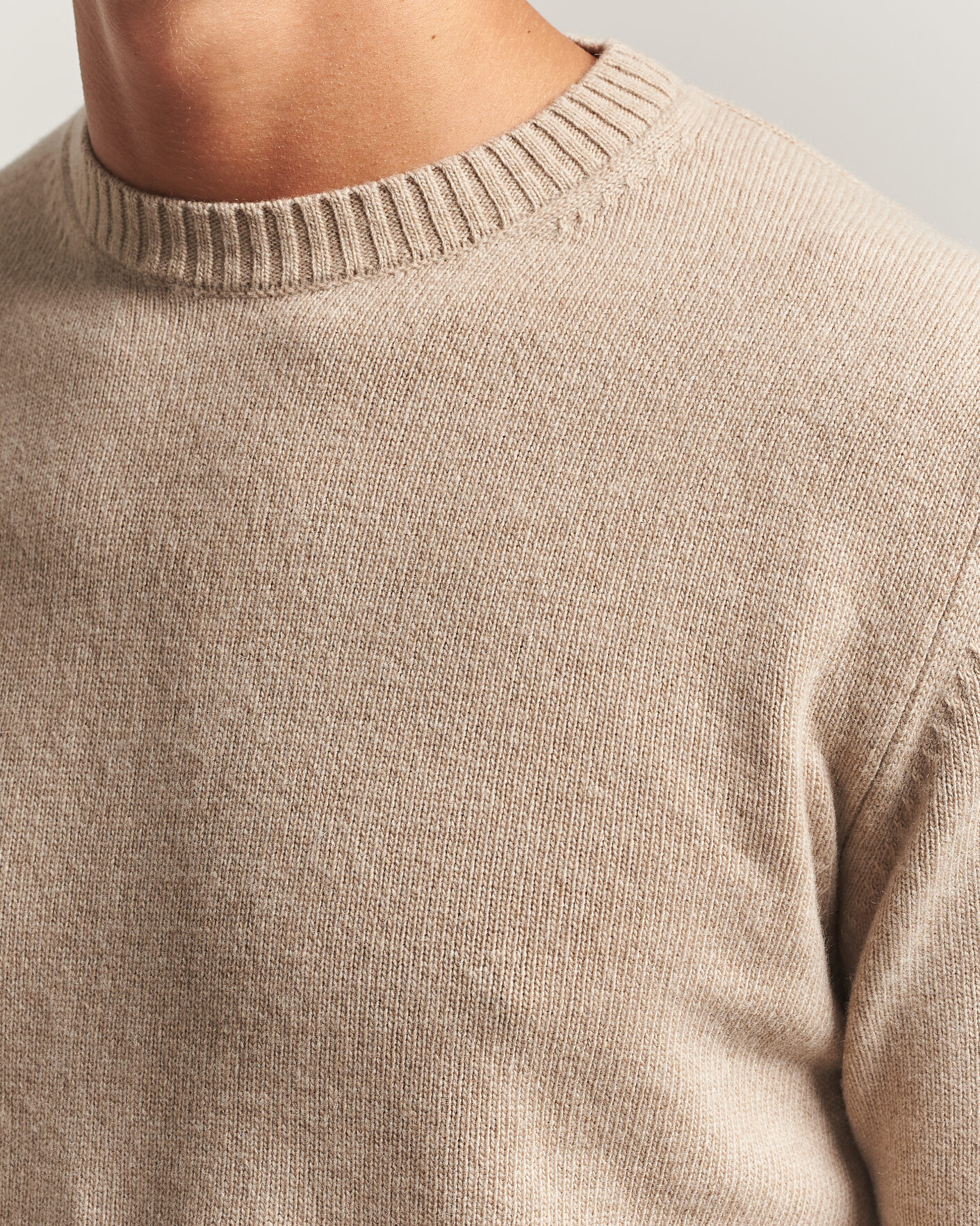 Herre | Gensere | Stenströms | Brushed Merino Crew Neck Beige