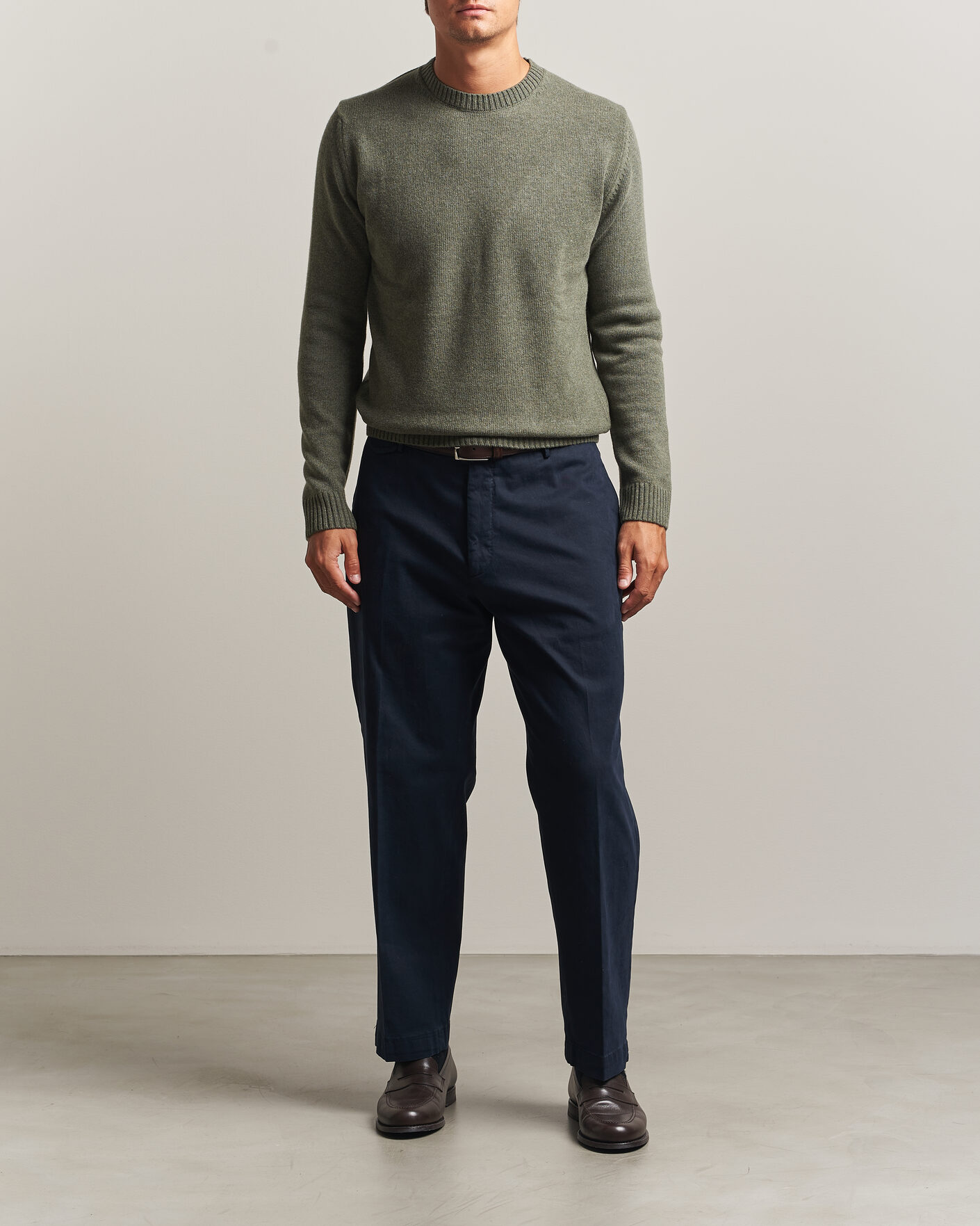 Herre | Gensere | Stenströms | Brushed Merino Crew Neck Green