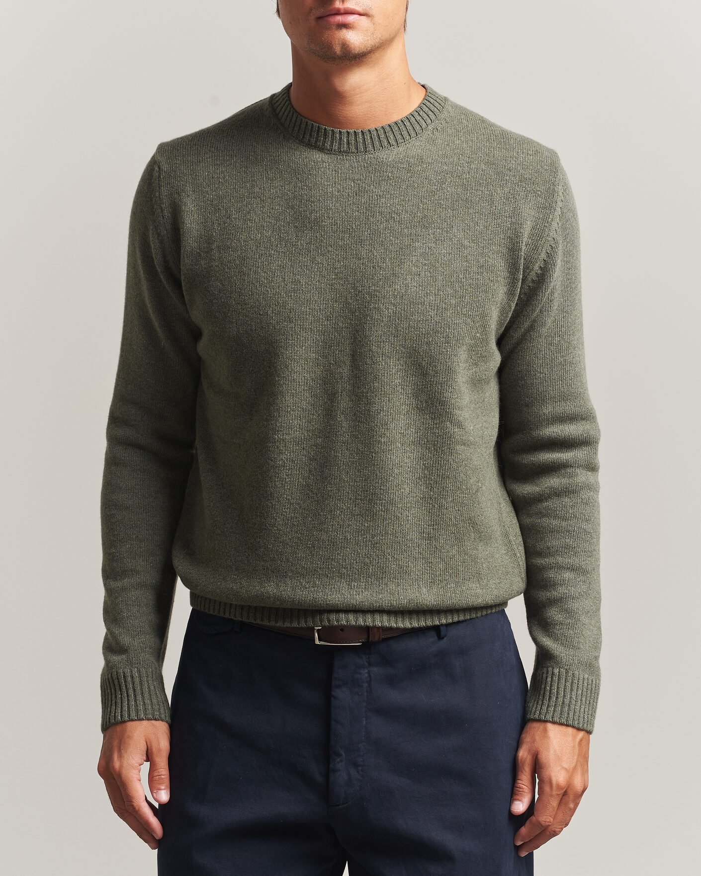 Herre | Gensere | Stenströms | Brushed Merino Crew Neck Green