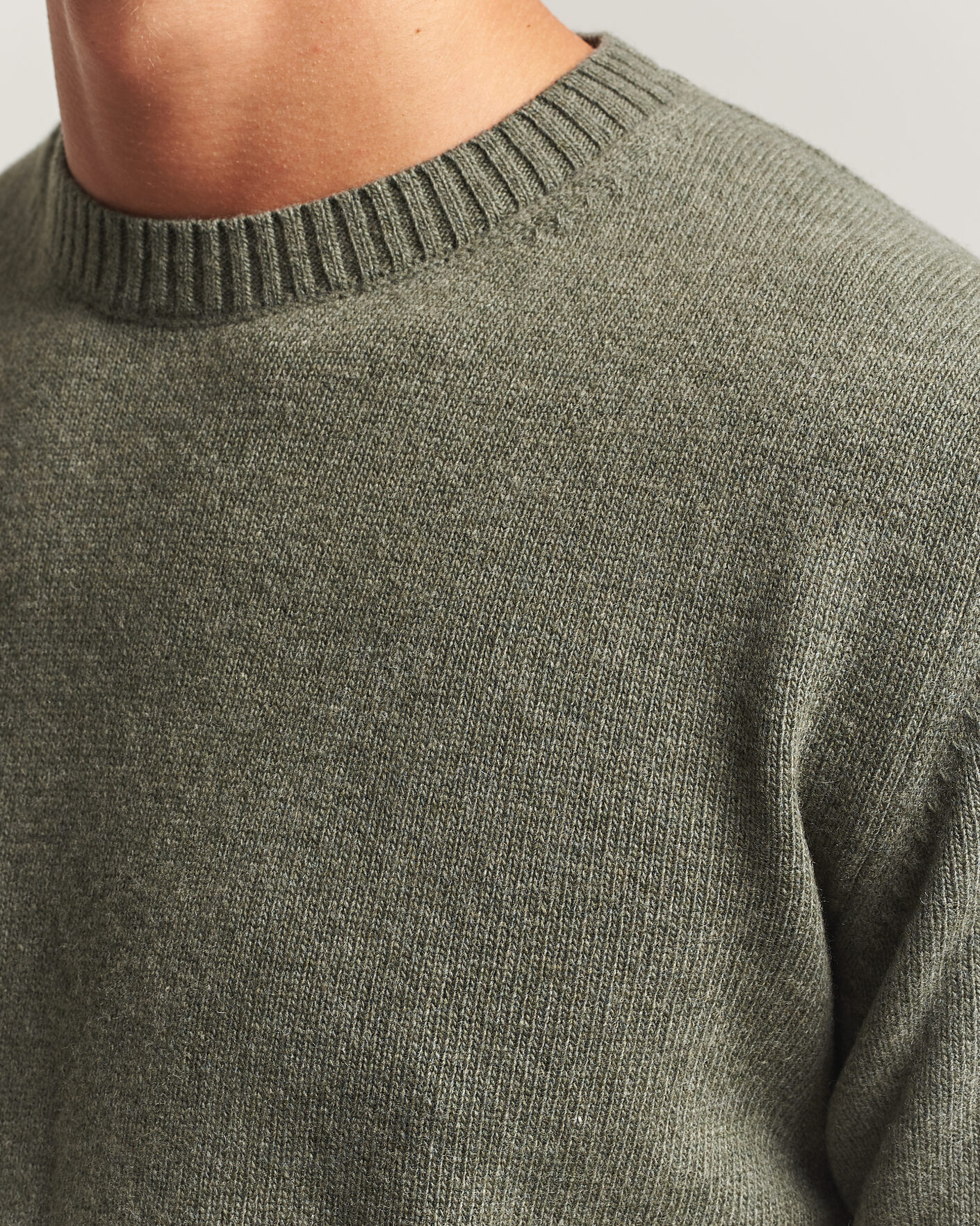Herre | Gensere | Stenströms | Brushed Merino Crew Neck Green
