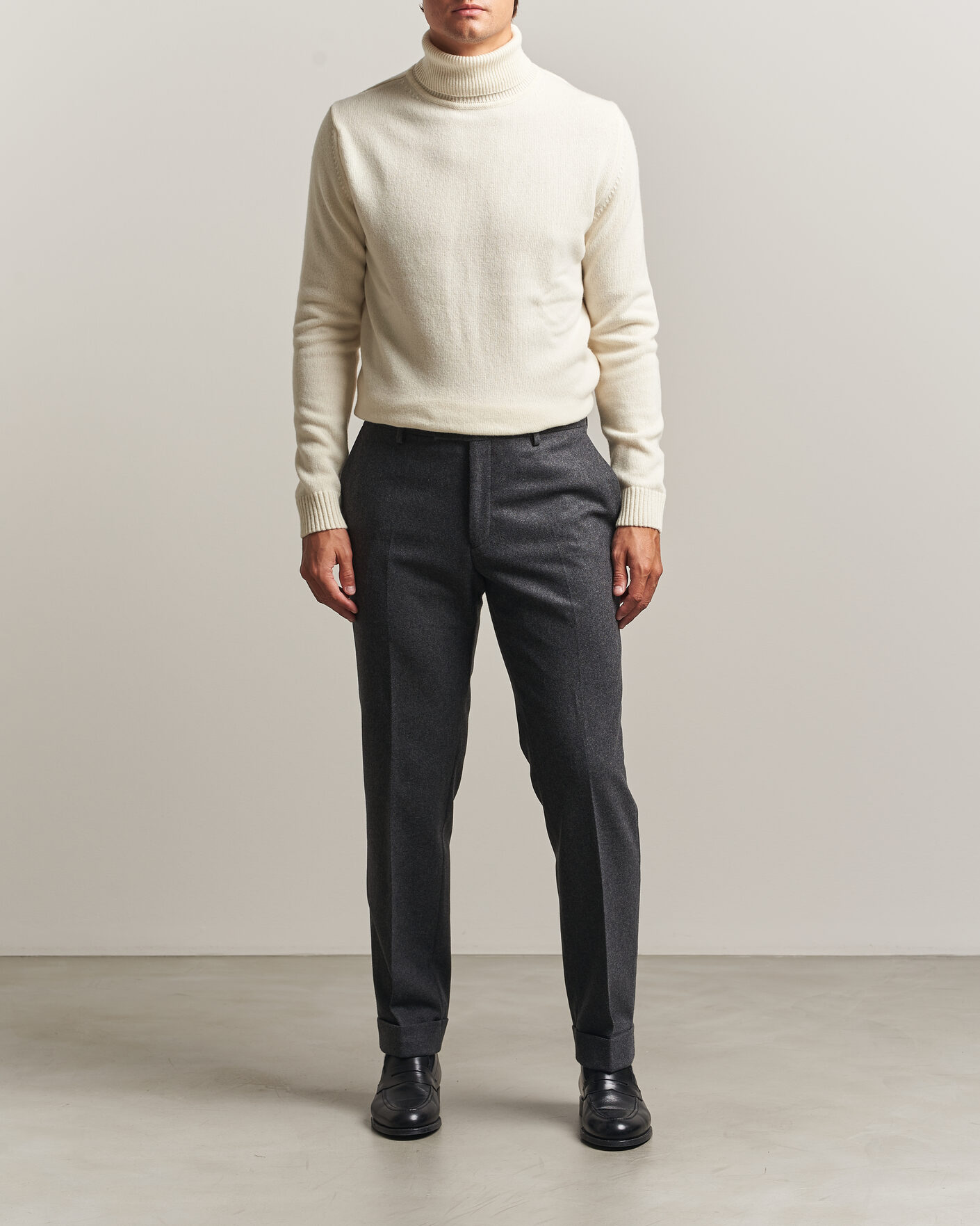 Herre | Gensere | Stenströms | Brushed Merino Rollneck Off White