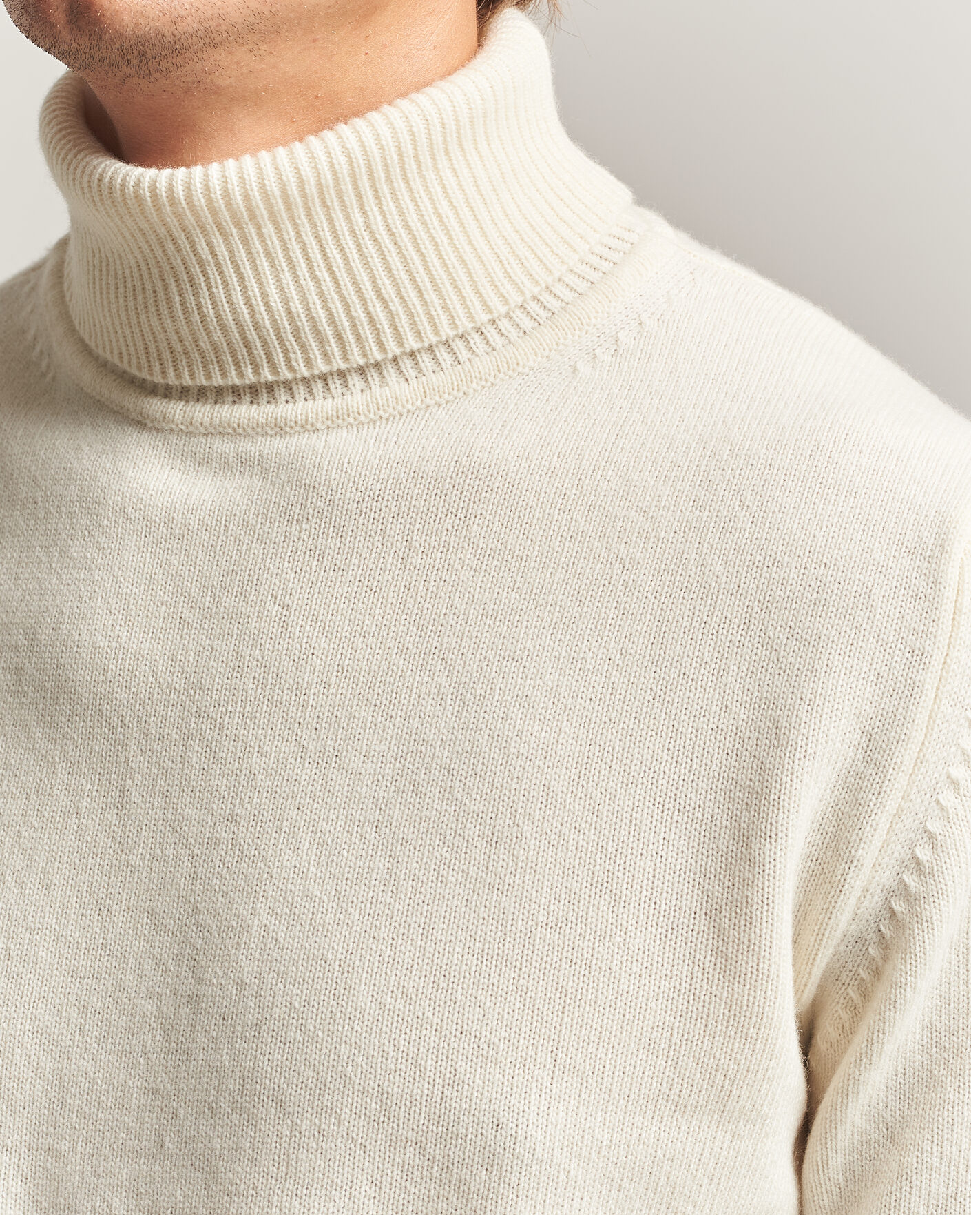 Herre | Gensere | Stenströms | Brushed Merino Rollneck Off White