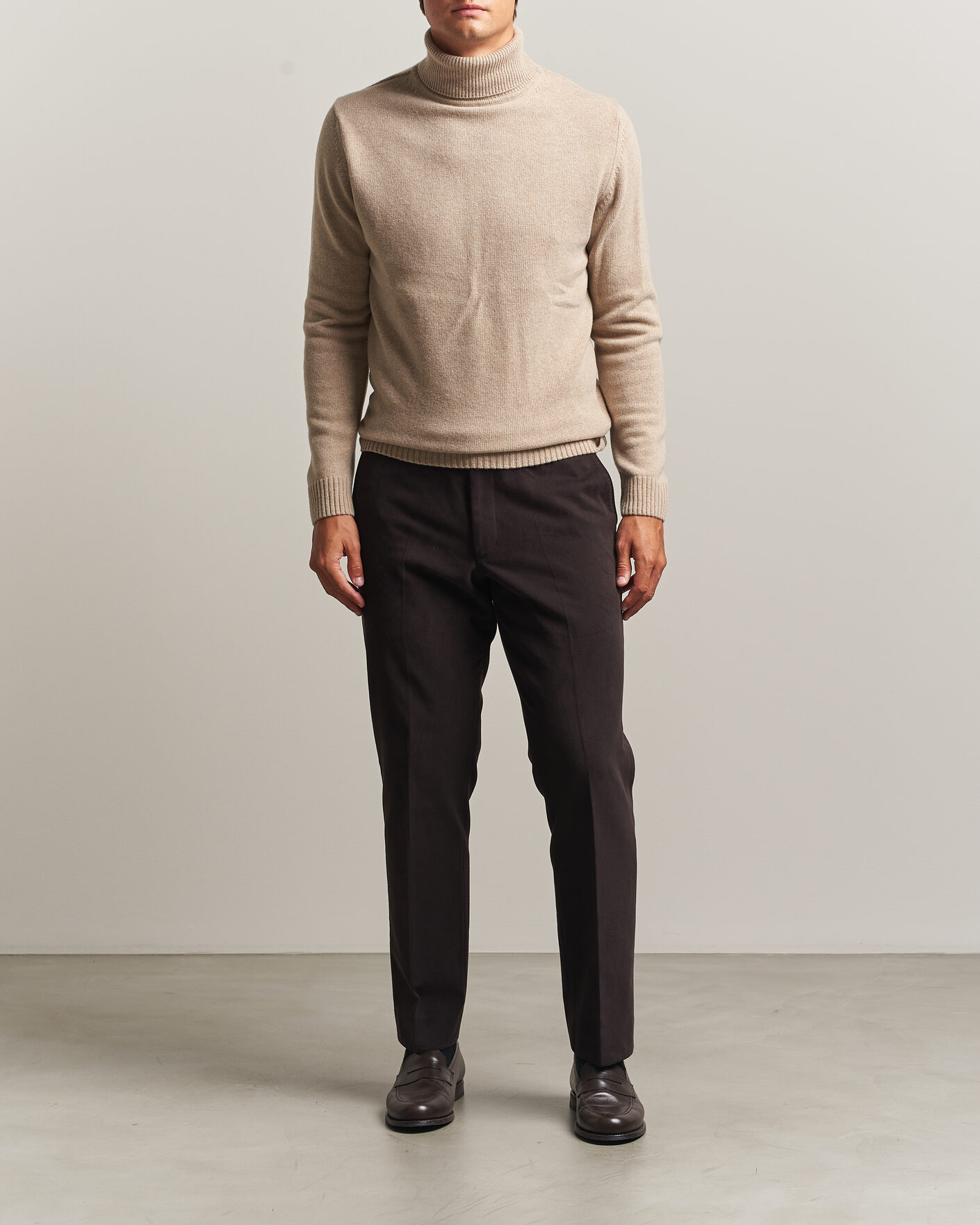 Herre | Gensere | Stenströms | Brushed Merino Rollneck Beige