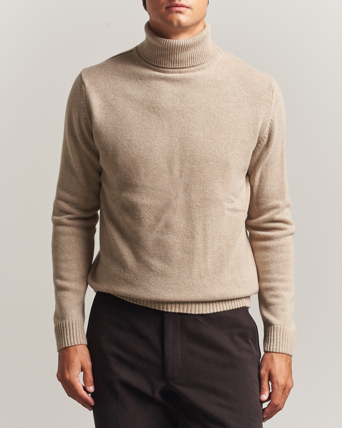Herre | Gensere | Stenströms | Brushed Merino Rollneck Beige