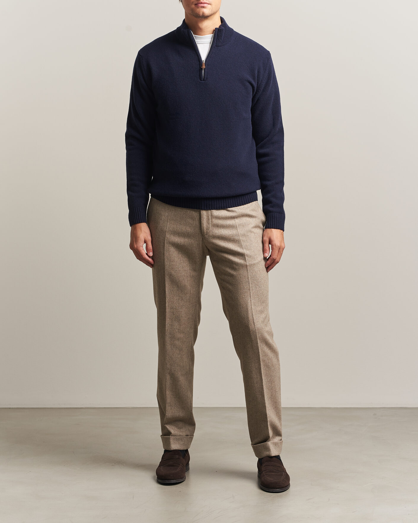 Herre | Gensere | Stenströms | Brushed Merino Half-Zip Navy
