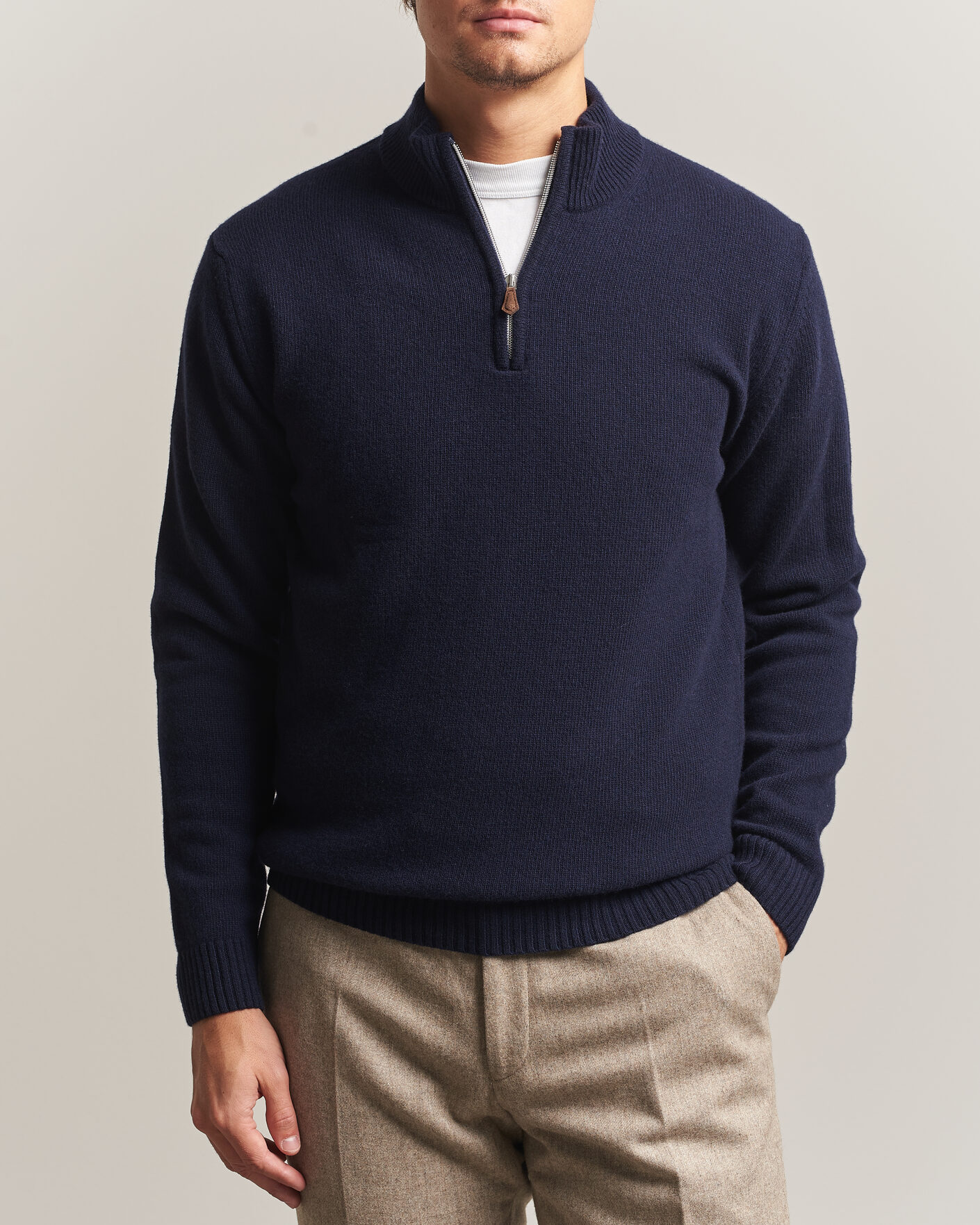Herre | Gensere | Stenströms | Brushed Merino Half-Zip Navy
