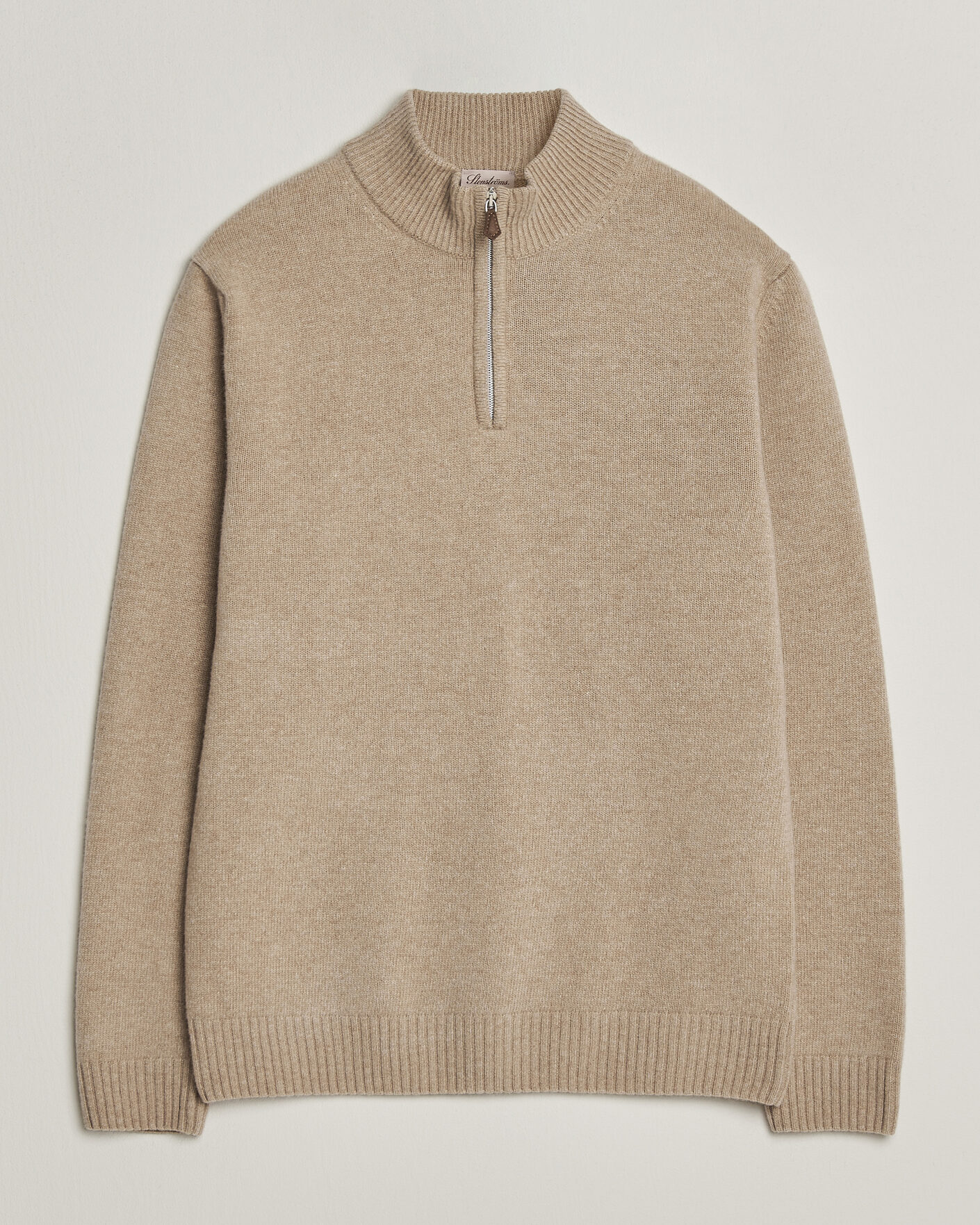 Herre | Gensere | Stenströms | Brushed Merino Half-Zip Beige