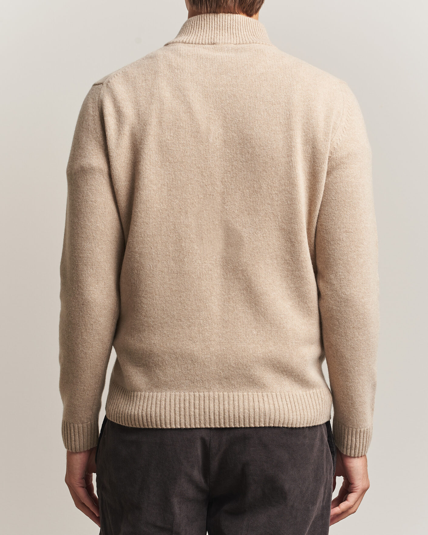 Herre | Gensere | Stenströms | Brushed Merino Half-Zip Beige