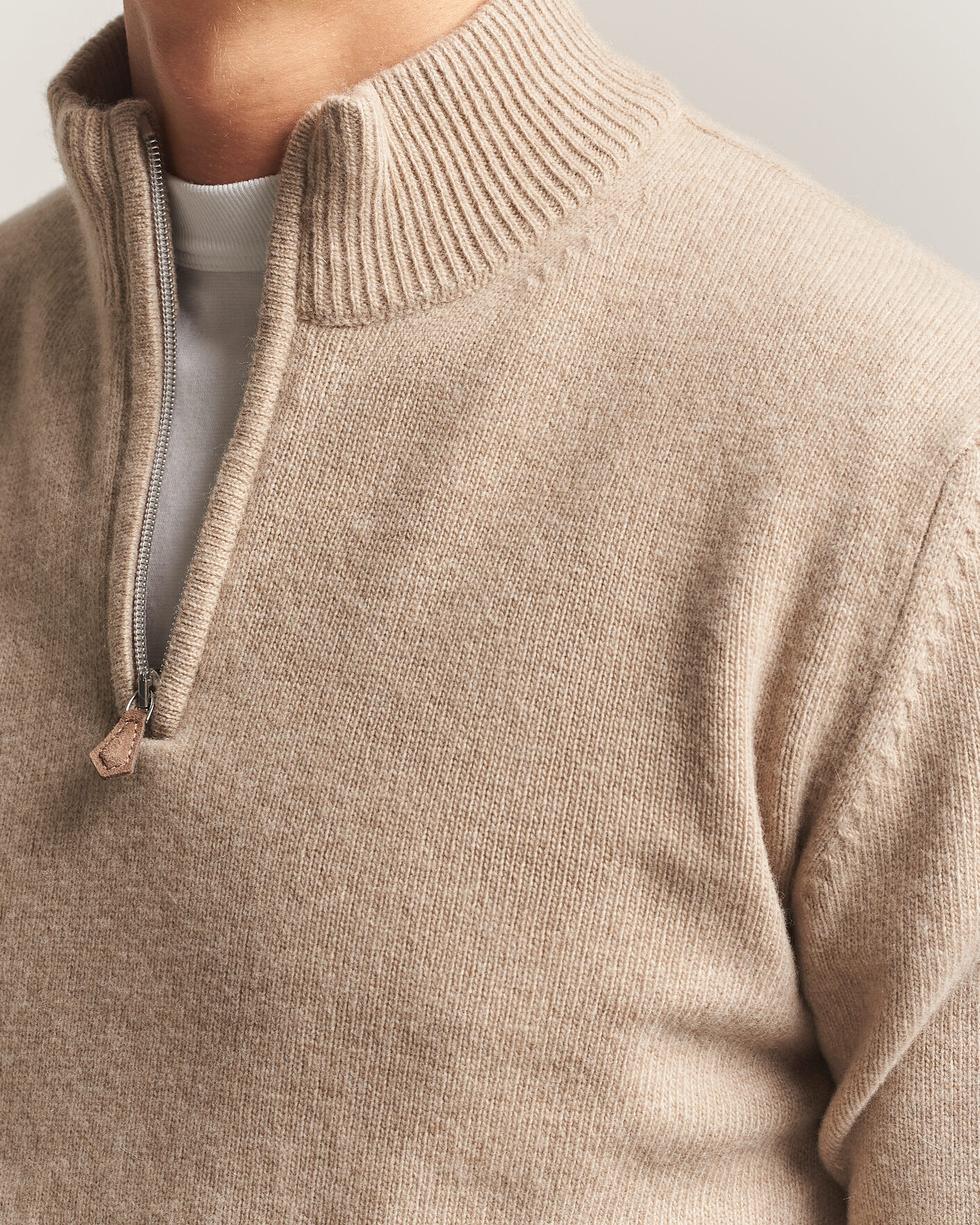 Herre | Gensere | Stenströms | Brushed Merino Half-Zip Beige
