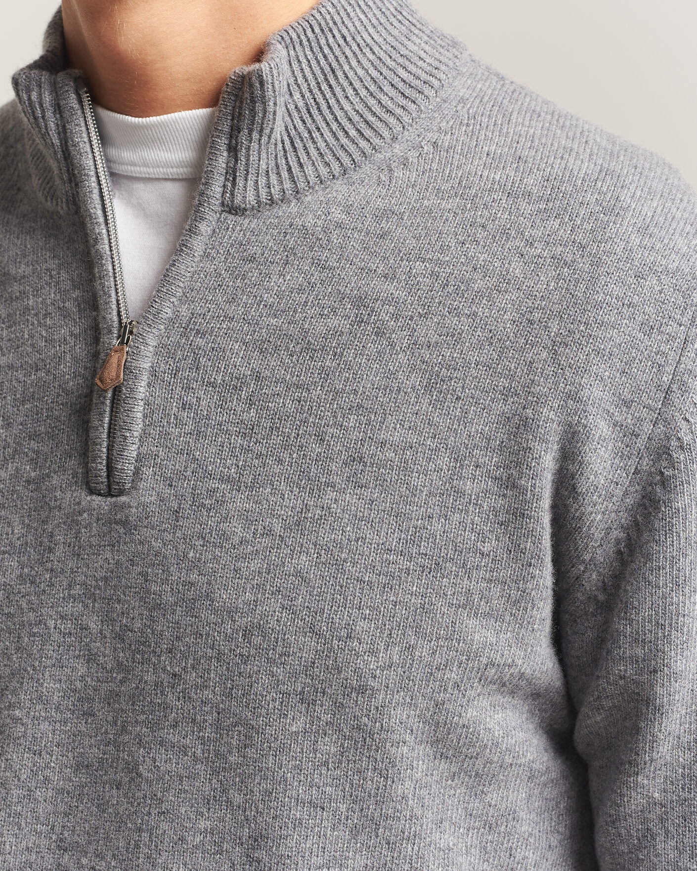 Herre | Gensere | Stenströms | Brushed Merino Half-Zip Grey