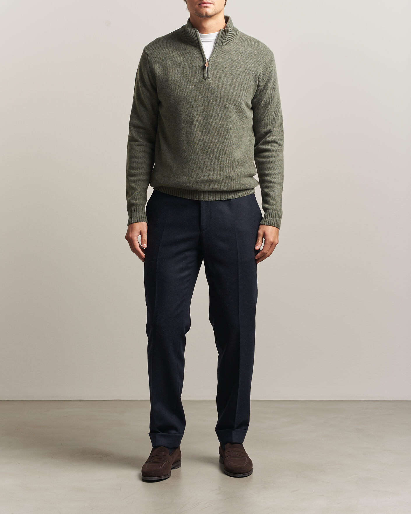 Herre | Gensere | Stenströms | Brushed Merino Half-Zip Green
