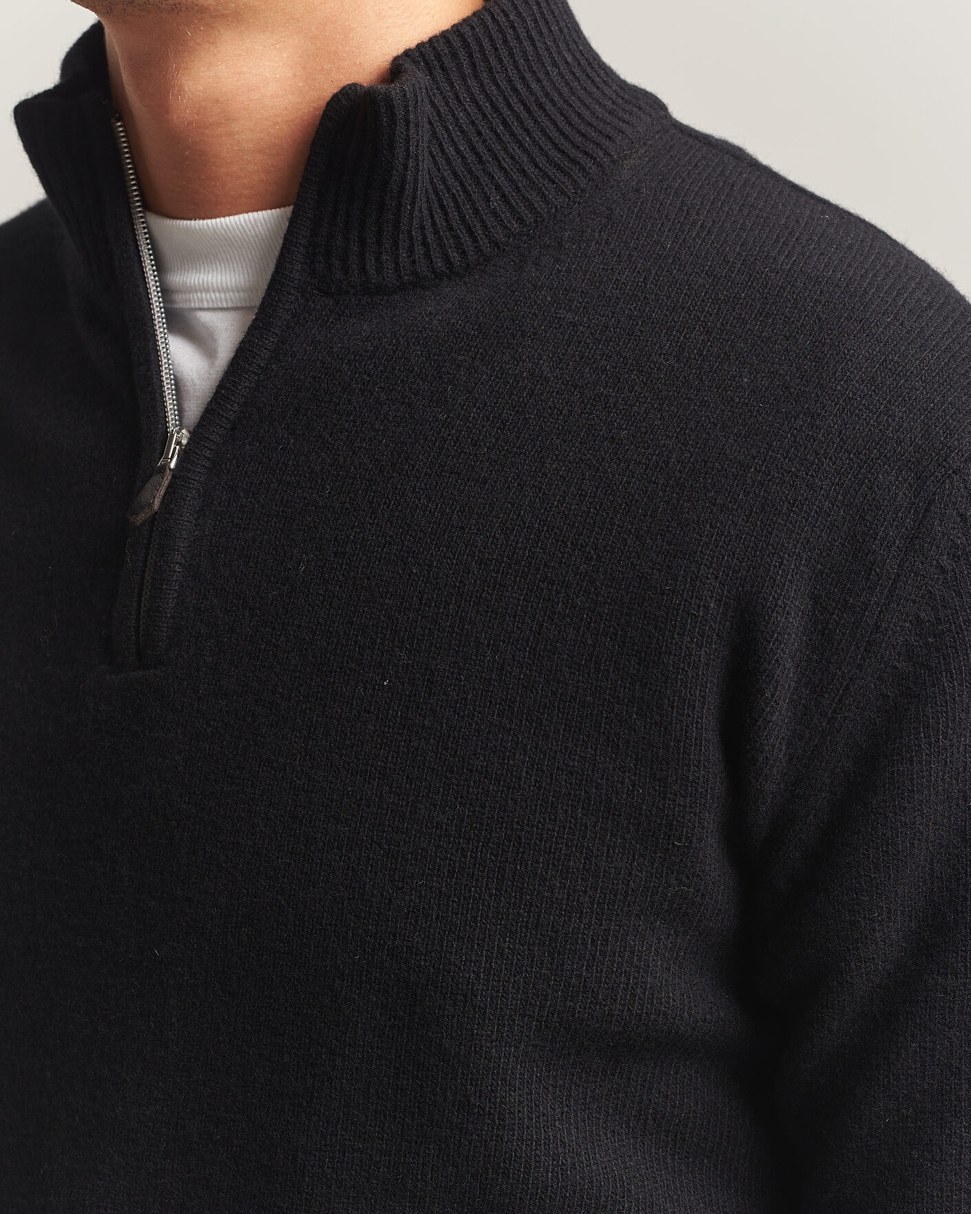 Herre | Gensere | Stenströms | Brushed Merino Half-Zip Black