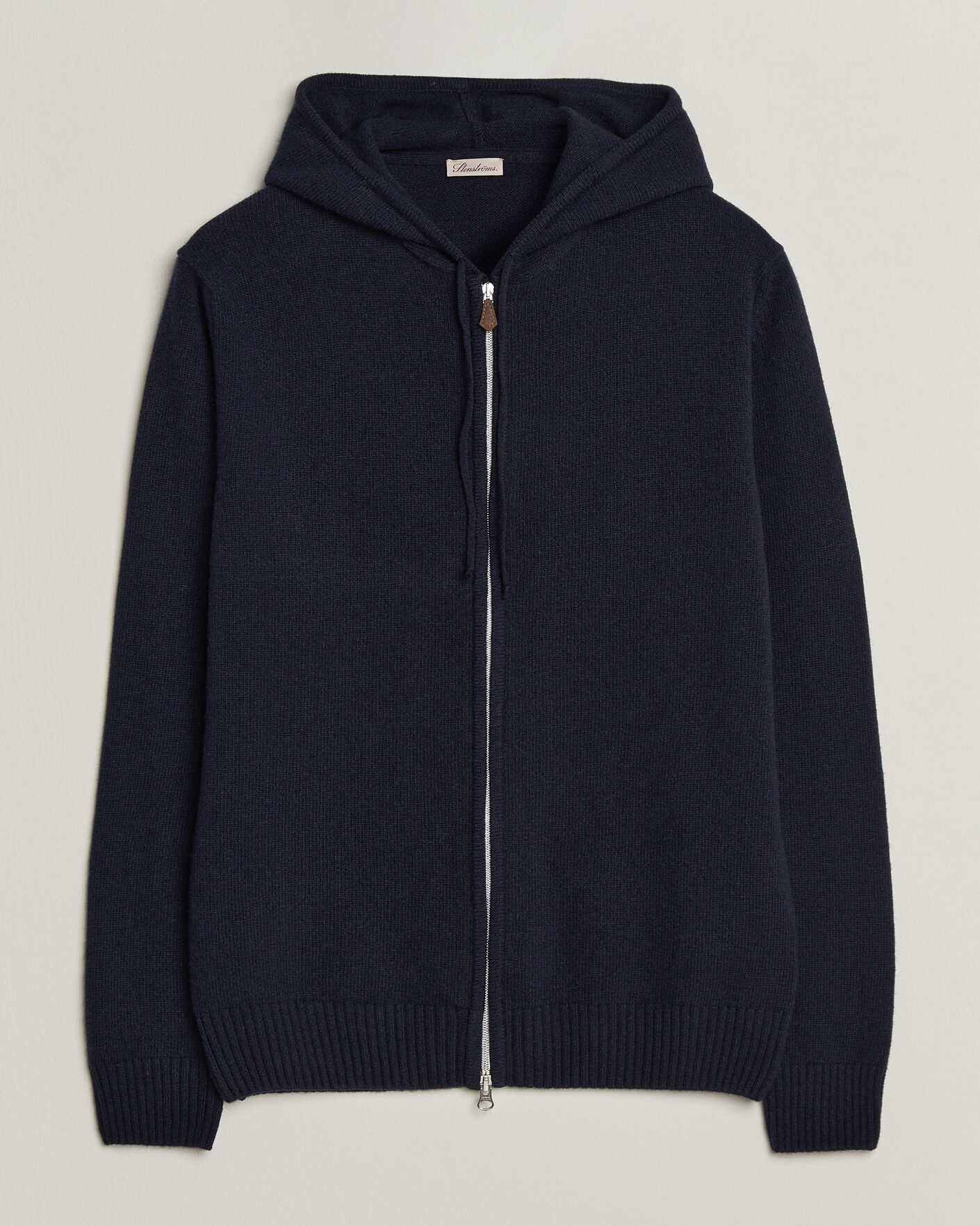 Herre | Gensere | Stenströms | Brushed Merino Full-Zip Hood Navy