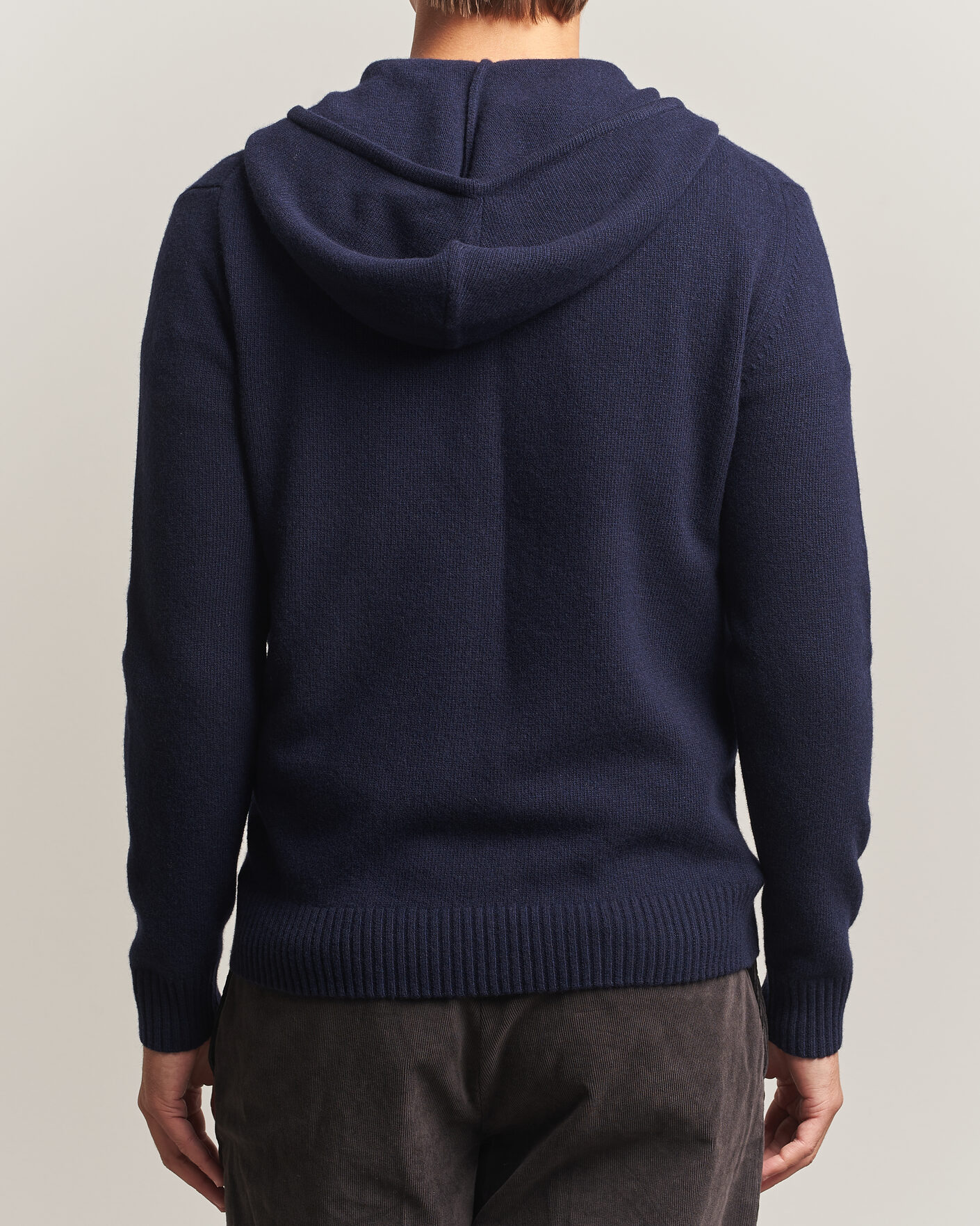 Herre | Gensere | Stenströms | Brushed Merino Full-Zip Hood Navy
