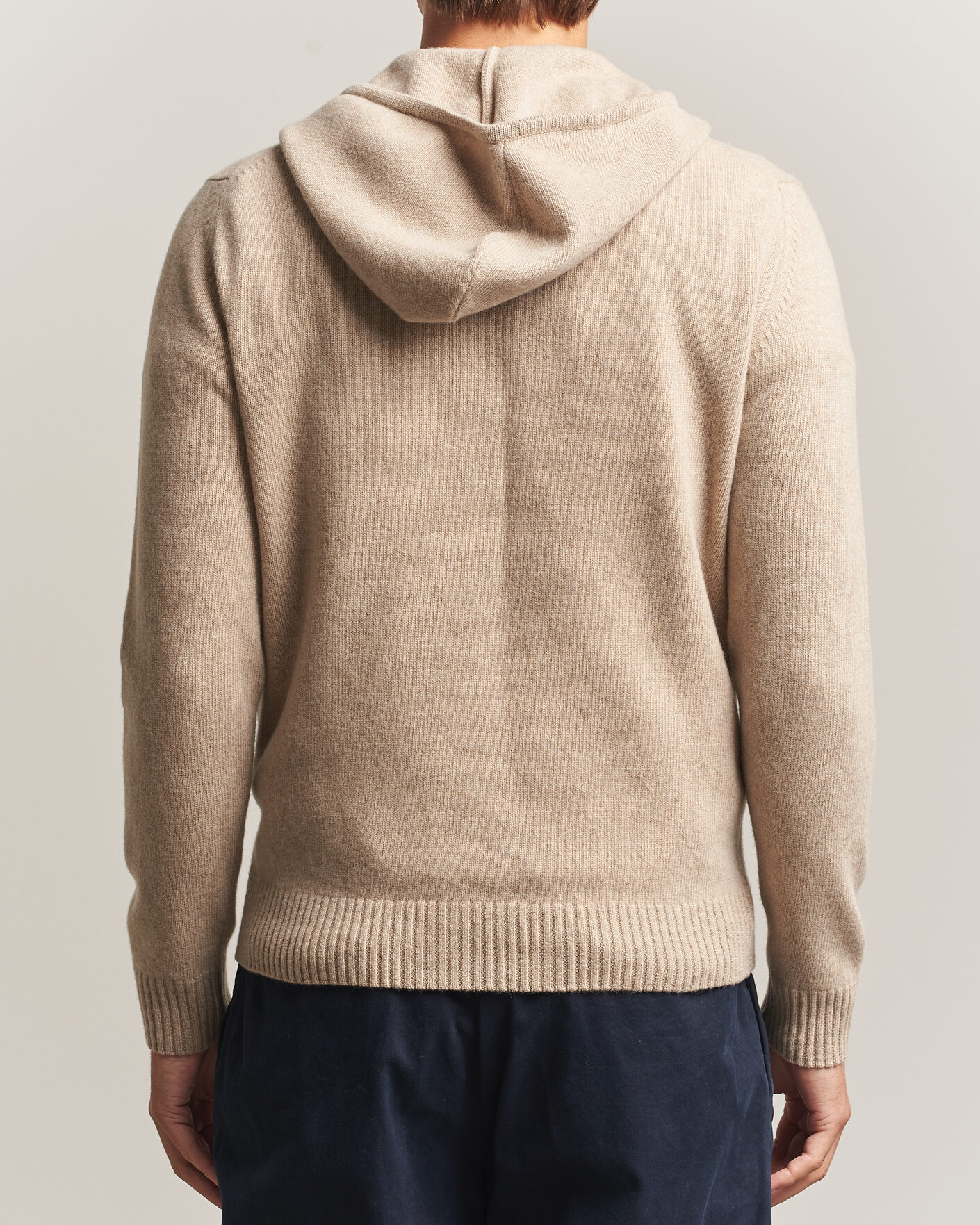 Herre | Gensere | Stenströms | Brushed Merino Full-Zip Hood Beige