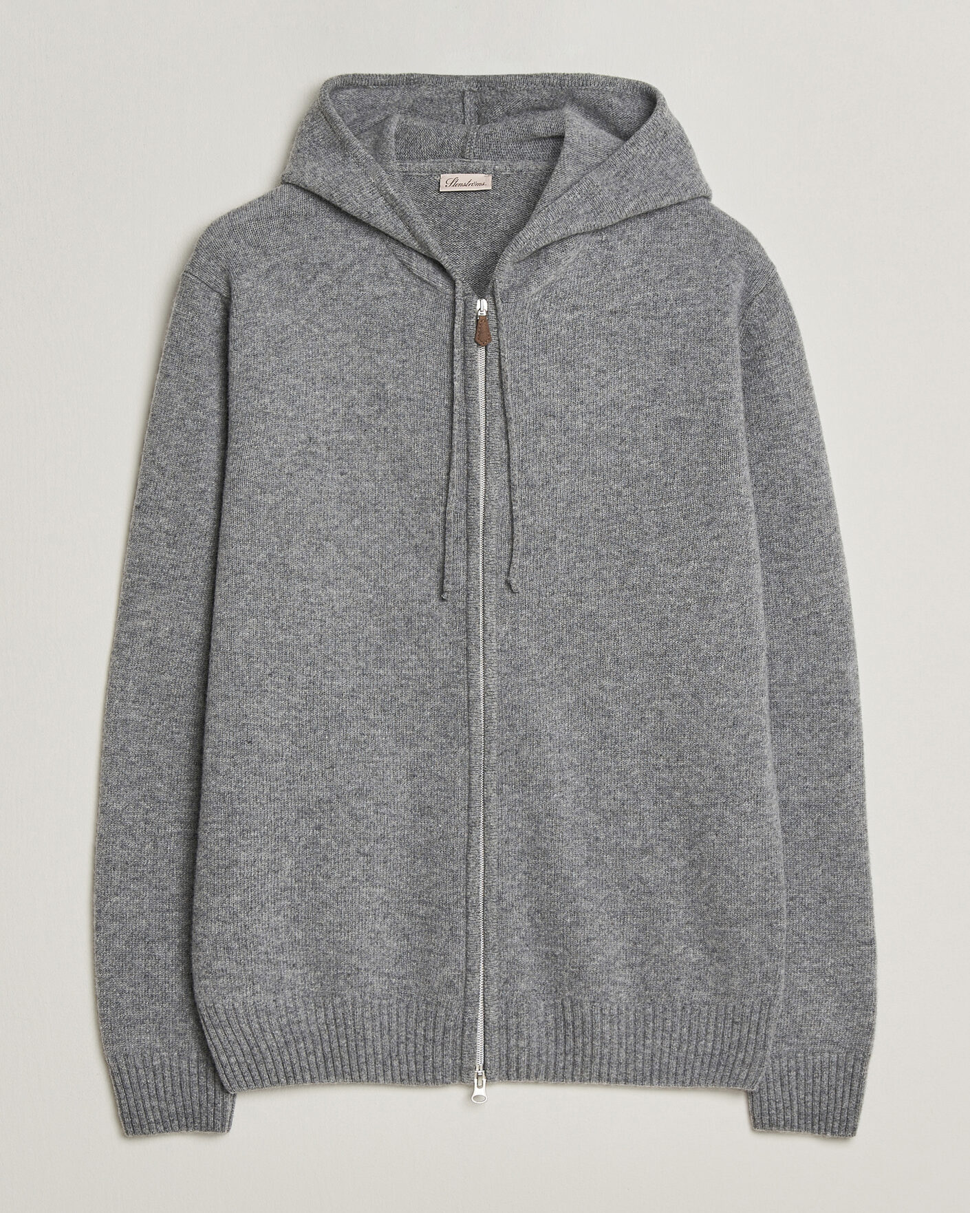 Herre | Gensere | Stenströms | Brushed Merino Full-Zip Hood Grey