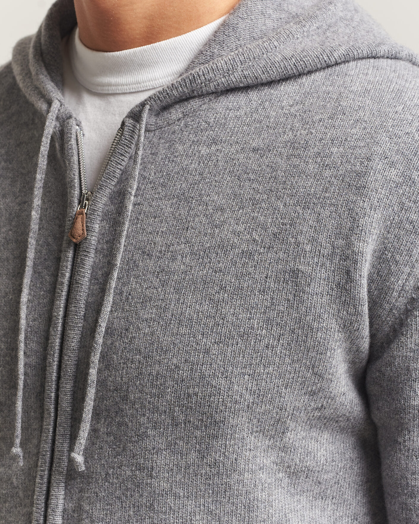 Herre | Gensere | Stenströms | Brushed Merino Full-Zip Hood Grey
