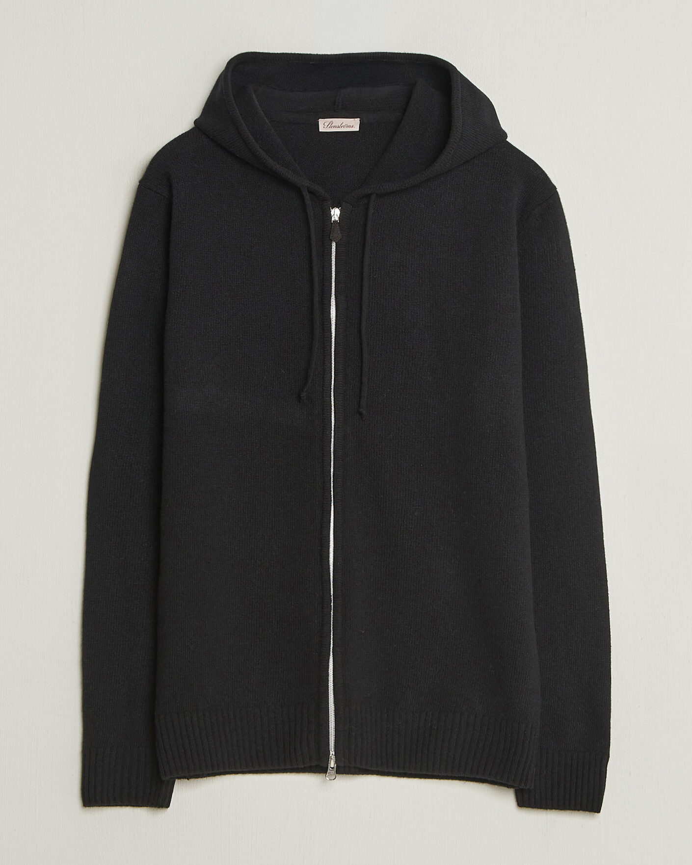 Herre | Gensere | Stenströms | Brushed Merino Full-Zip Hood Black