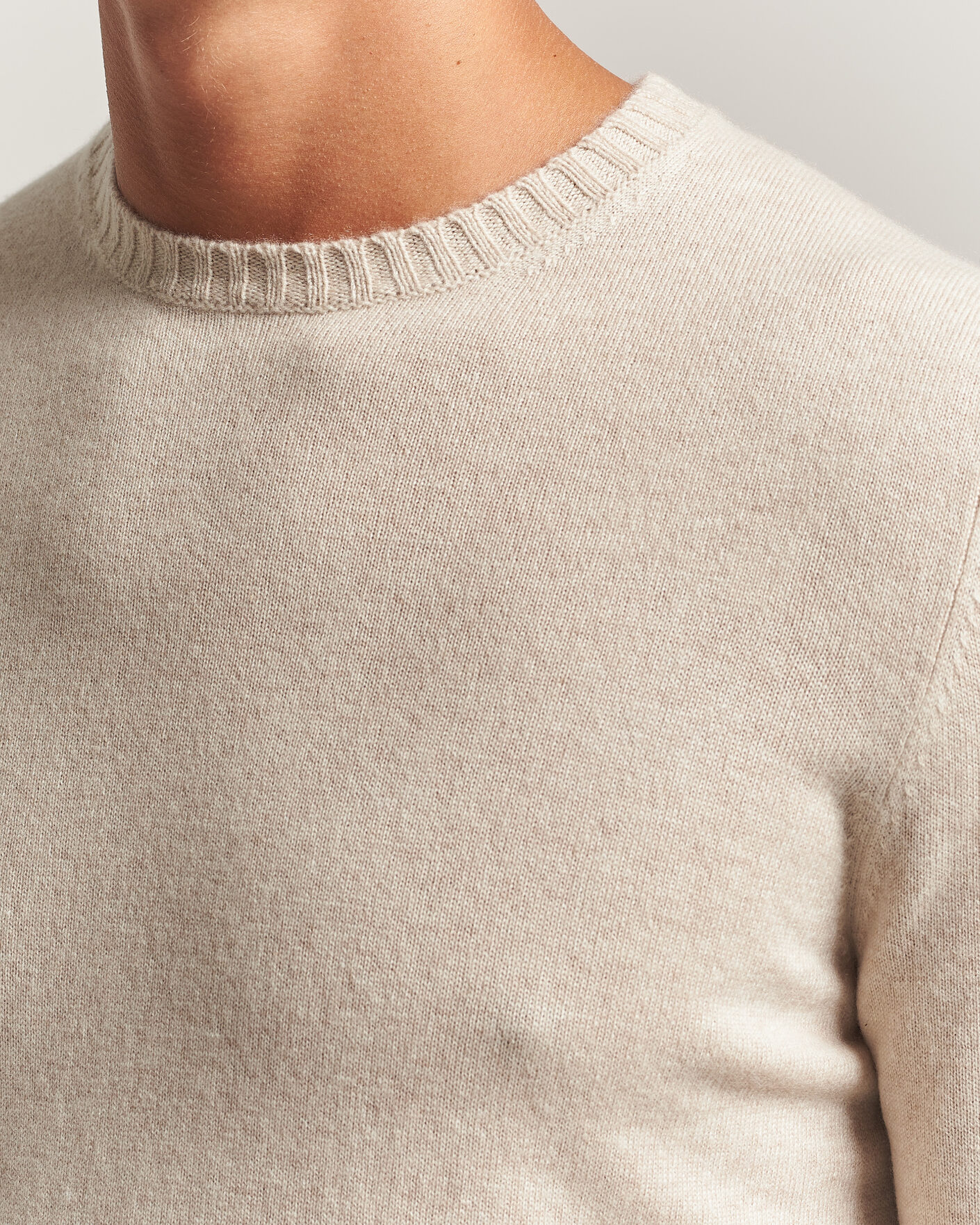 Herre | Gensere | Stenströms | Cashmere Crewneck Beige