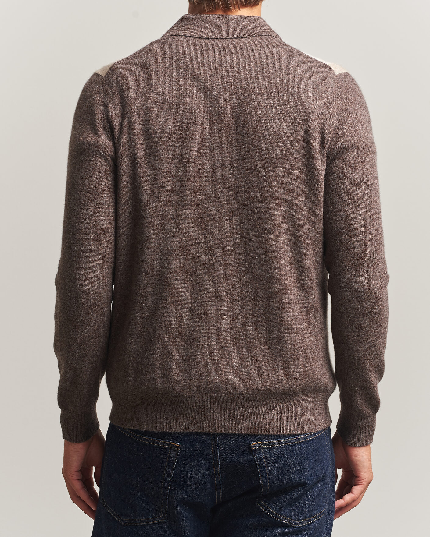 Herre | Gensere | Stenströms | Cashmere Striped Polo Cardigan Brown
