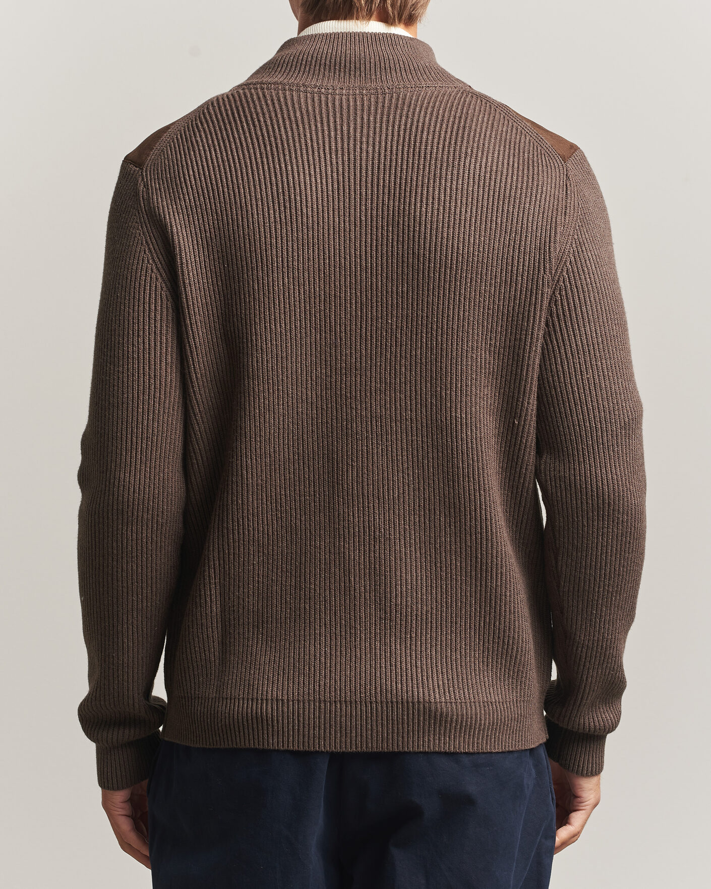 Herre | Gensere | Stenströms | Knitted Hybrid Alcantara Jacket Brown