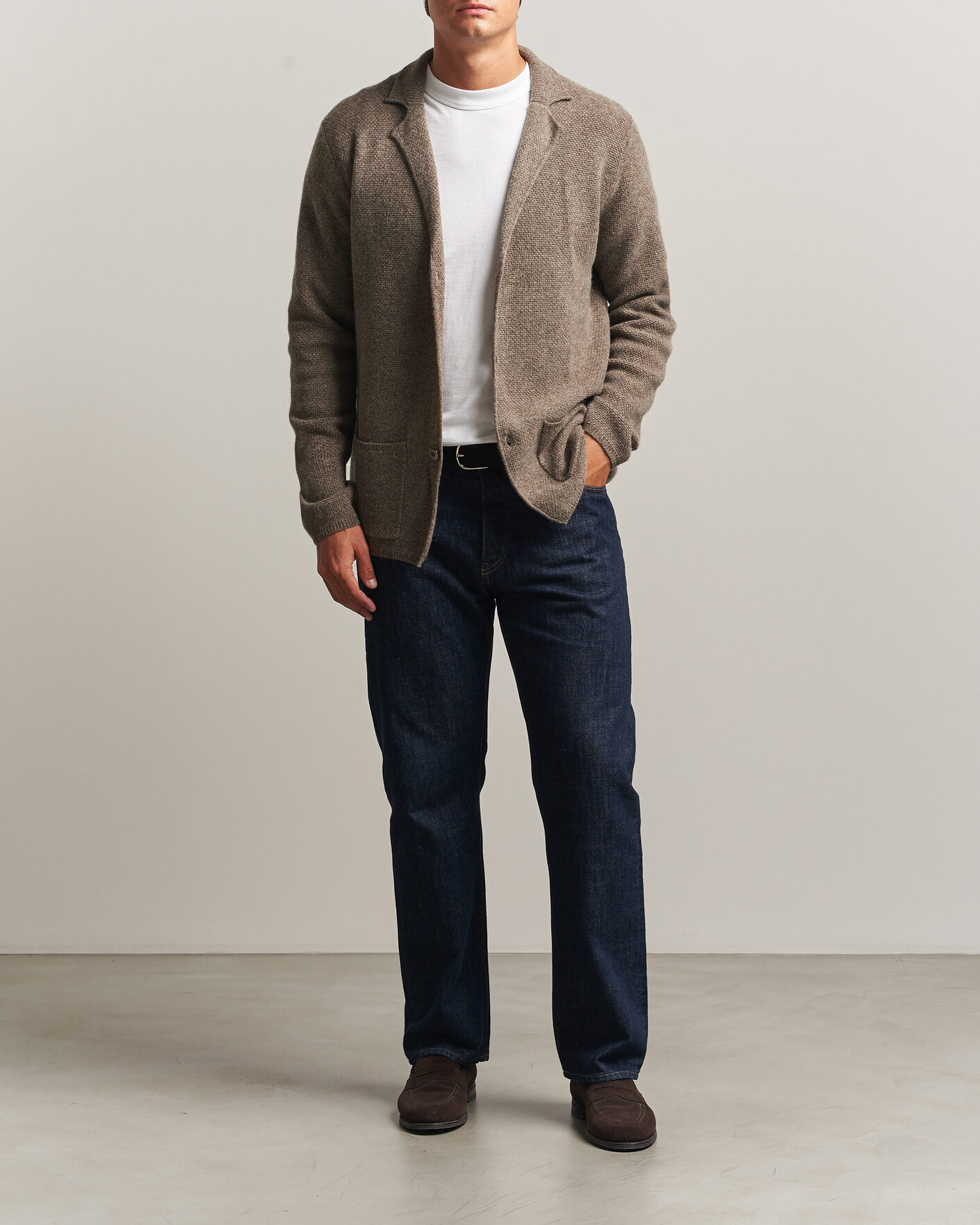 Herre | Gensere | Stenströms | Knitted Yak/Merino Cardigan Blazer Brown