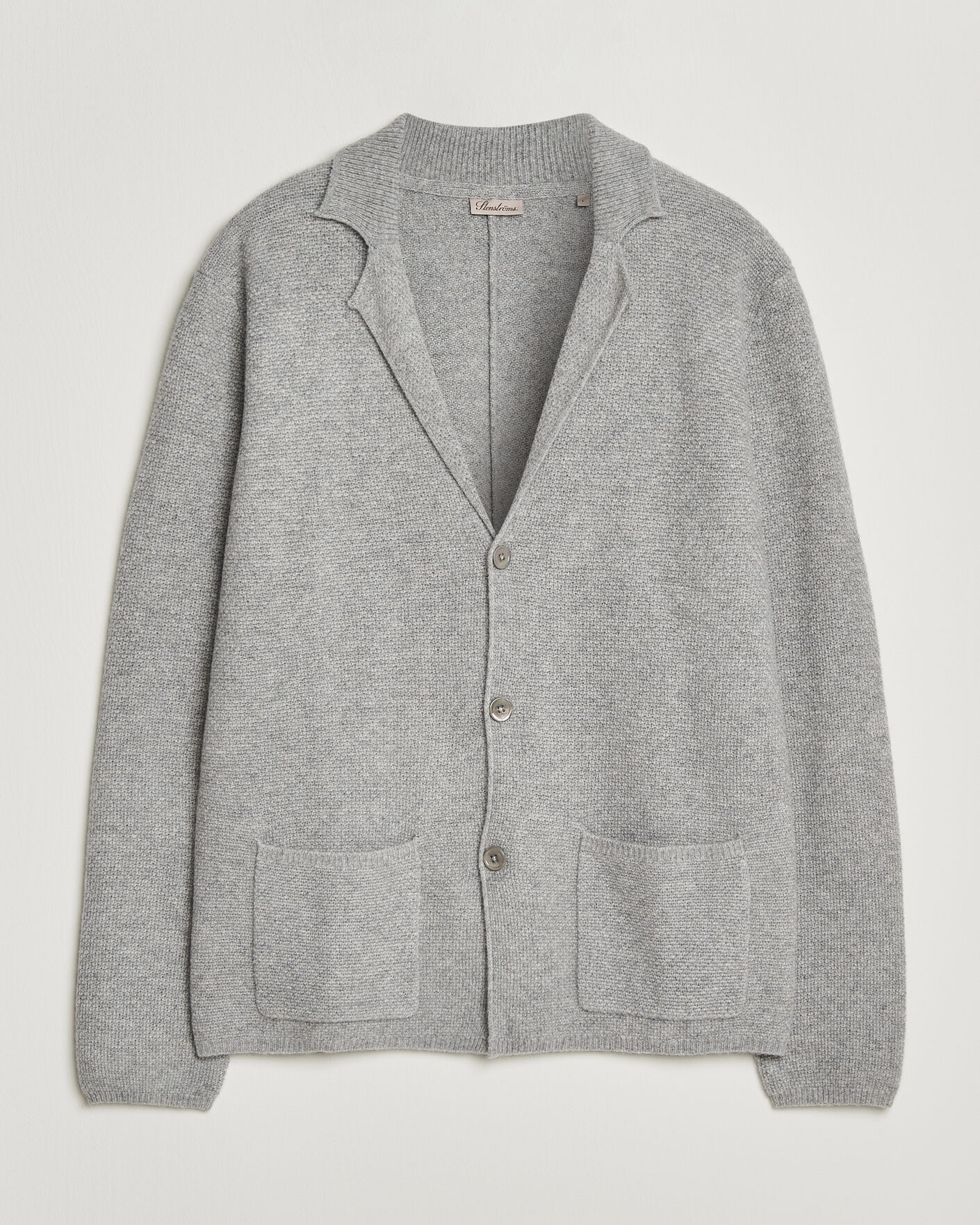 Herre | Gensere | Stenströms | Knitted Yak/Merino Cardigan Blazer Grey