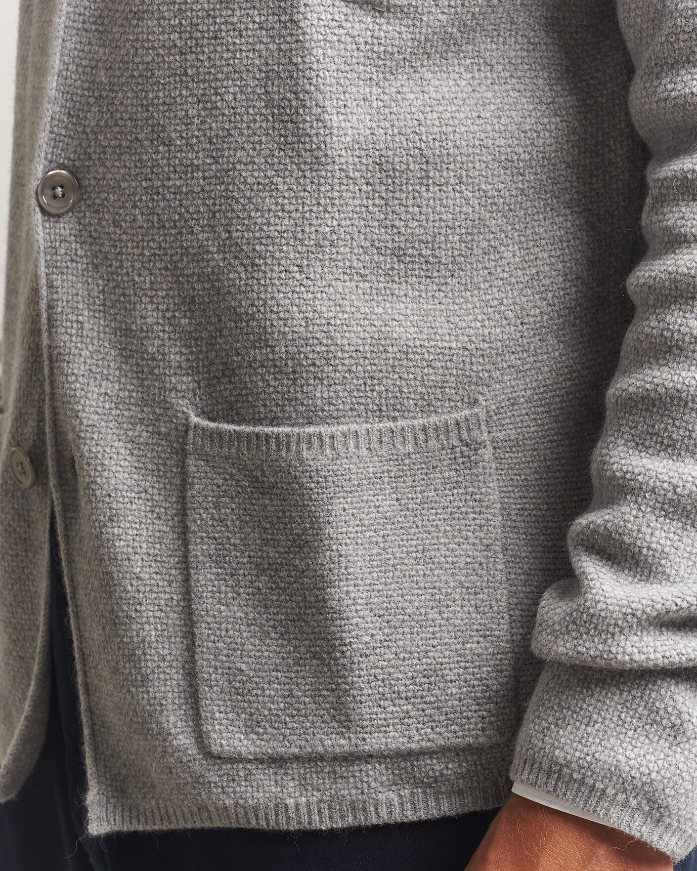 Herre | Gensere | Stenströms | Knitted Yak/Merino Cardigan Blazer Grey