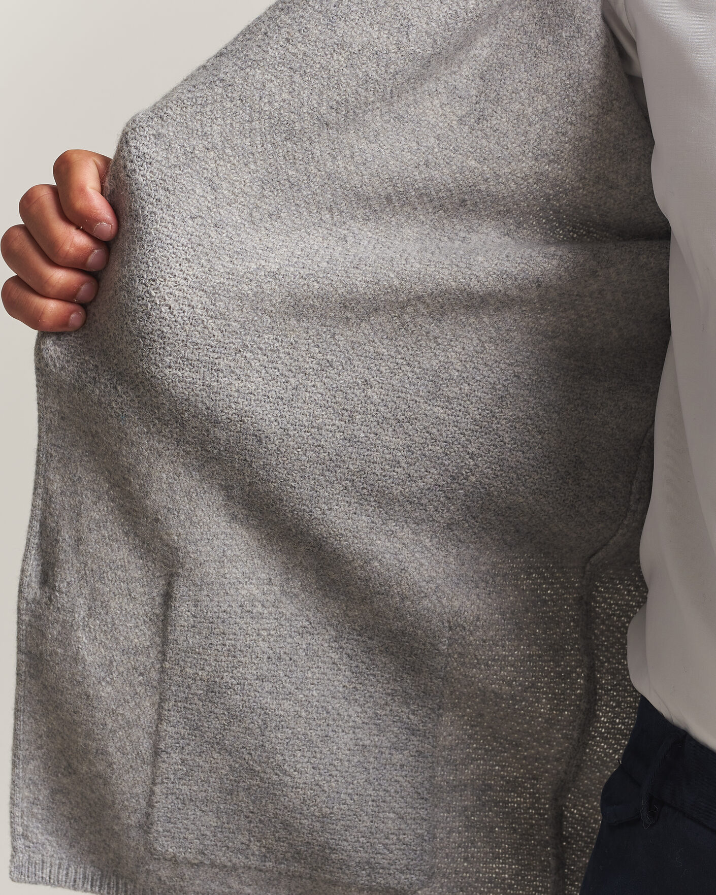 Herre | Gensere | Stenströms | Knitted Yak/Merino Cardigan Blazer Grey