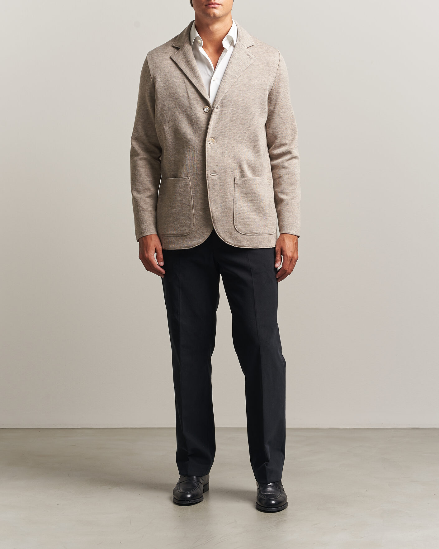 Herre | Dressjakker | Stenströms | Milano Knitted Merino Blazer Beige