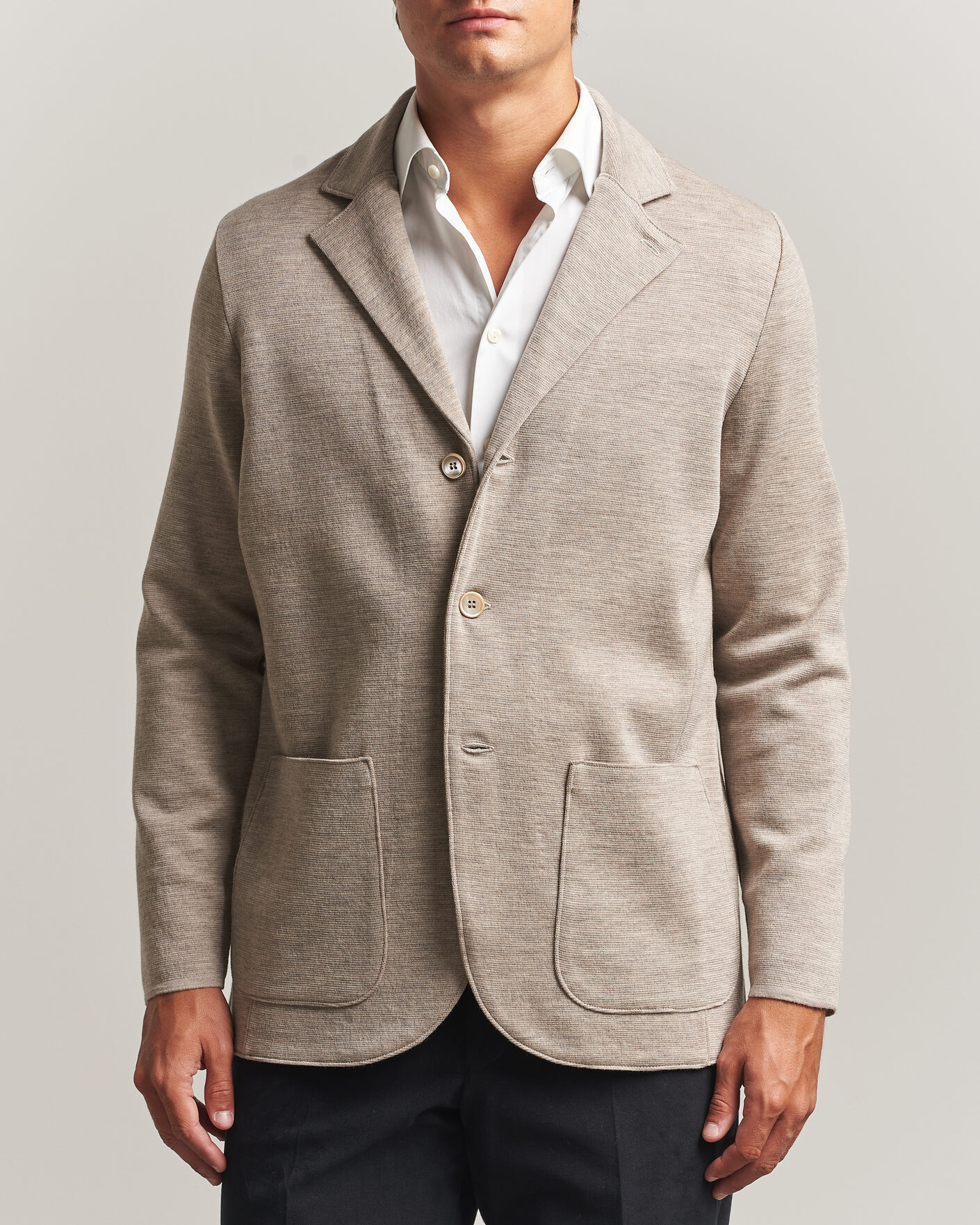 Herre | Dressjakker | Stenströms | Milano Knitted Merino Blazer Beige