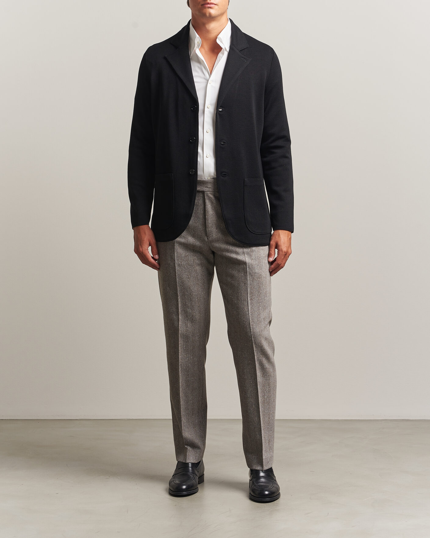 Herre | Dressjakker | Stenströms | Milano Knitted Merino Blazer Black