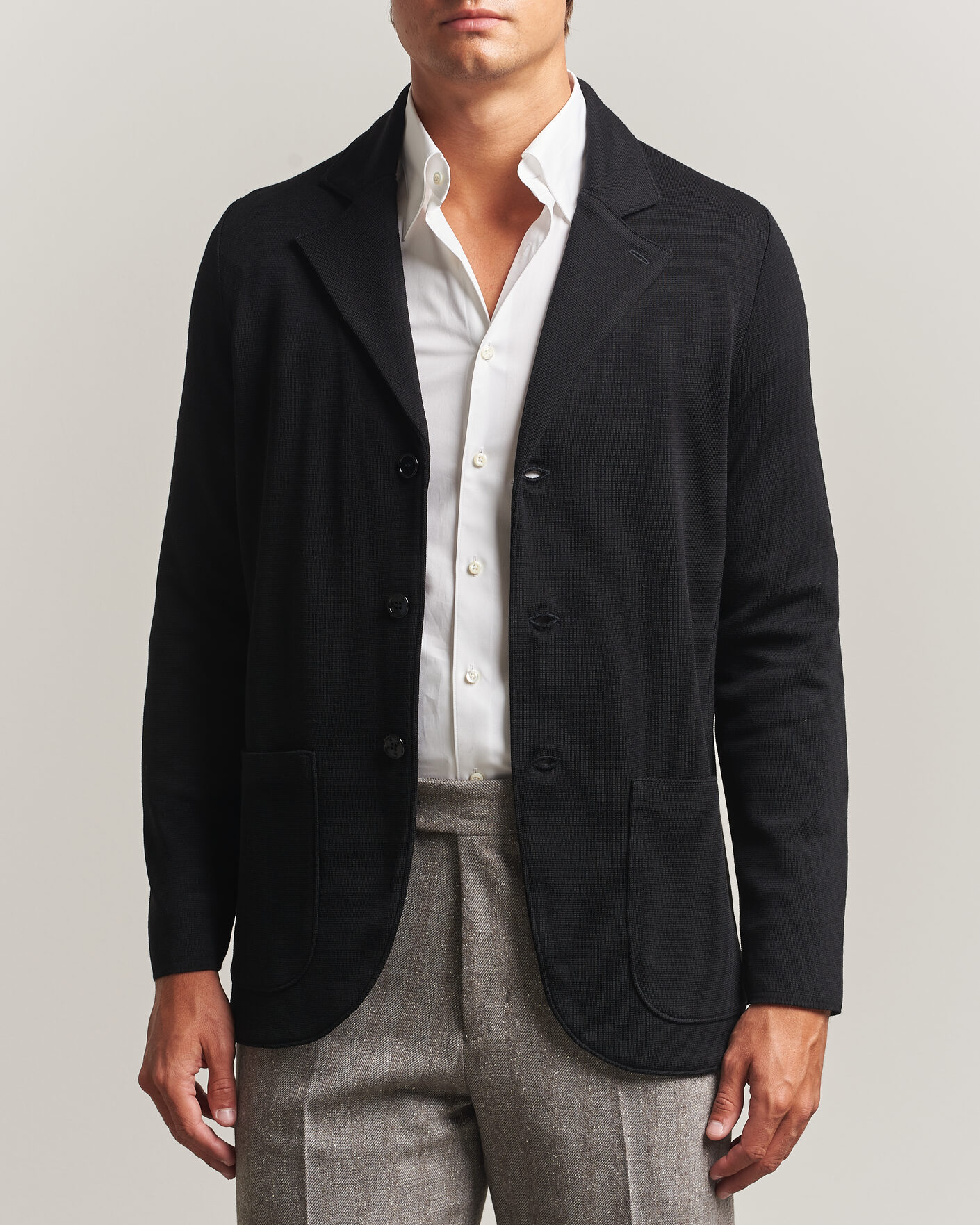 Herre | Dressjakker | Stenströms | Milano Knitted Merino Blazer Black
