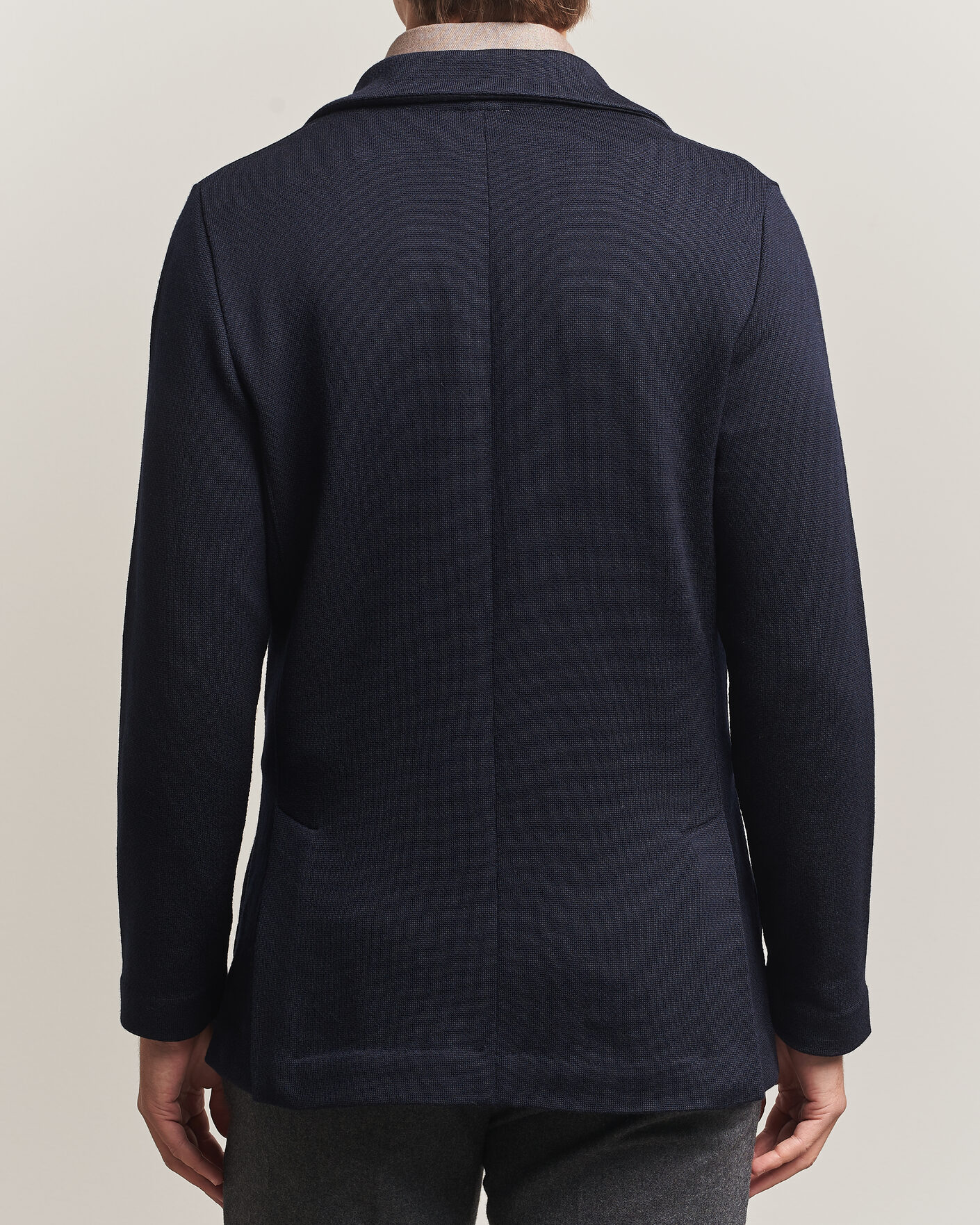 Herre | Dressjakker | Stenströms | Knitted Herringbone DB Wool Blazer Navy