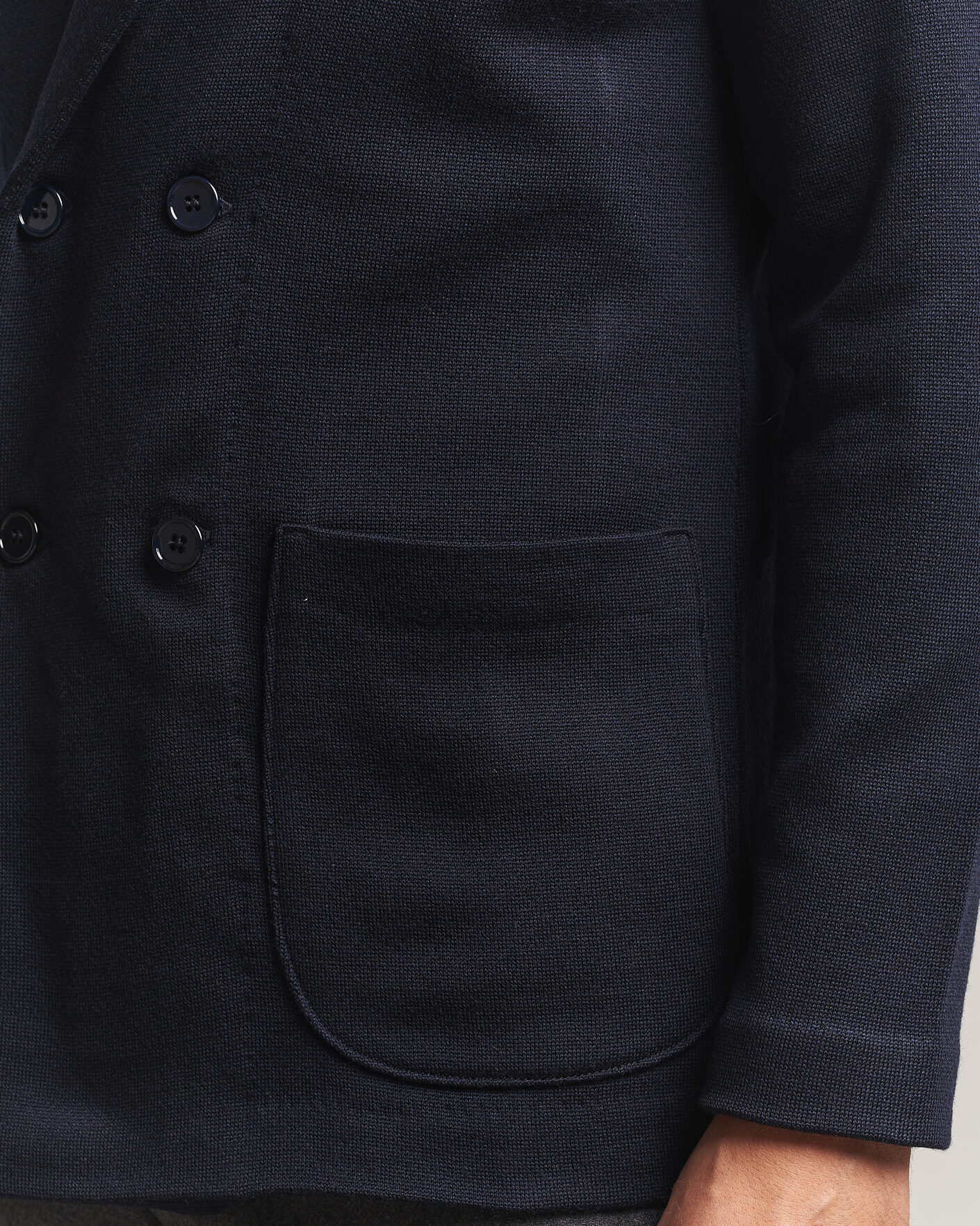 Herre | Dressjakker | Stenströms | Knitted Herringbone DB Wool Blazer Navy