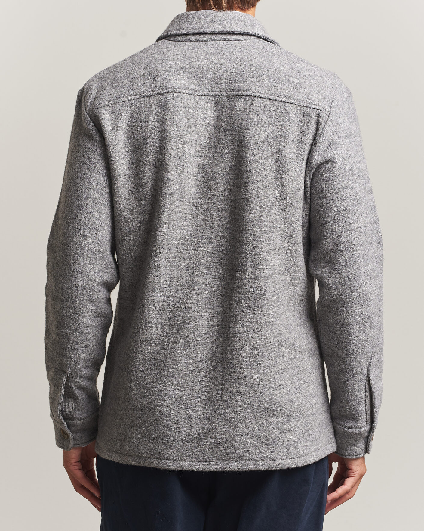 Herre | Skjorter | Stenströms | Felted Wool Overshirt Grey