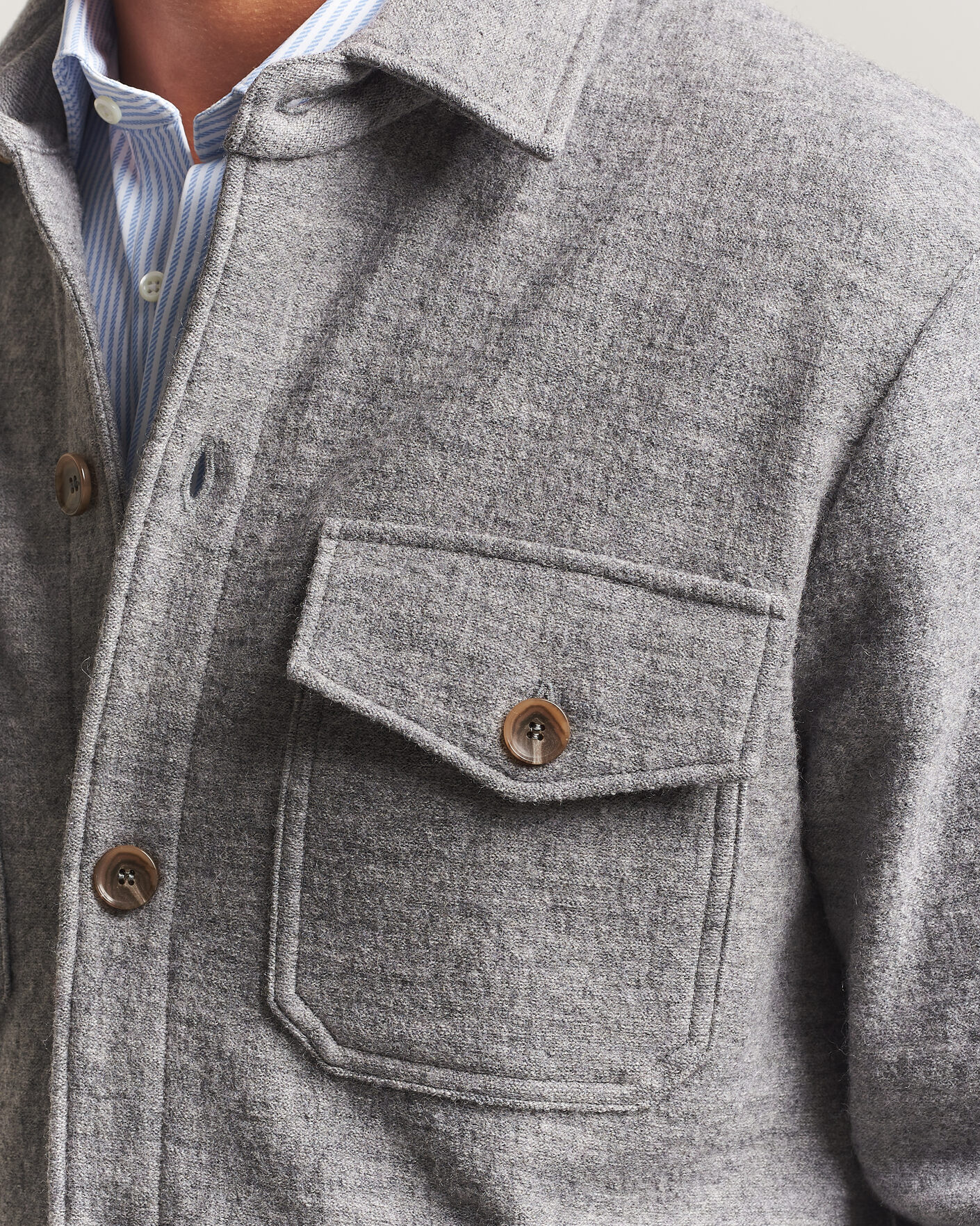 Herre | Skjorter | Stenströms | Felted Wool Overshirt Grey