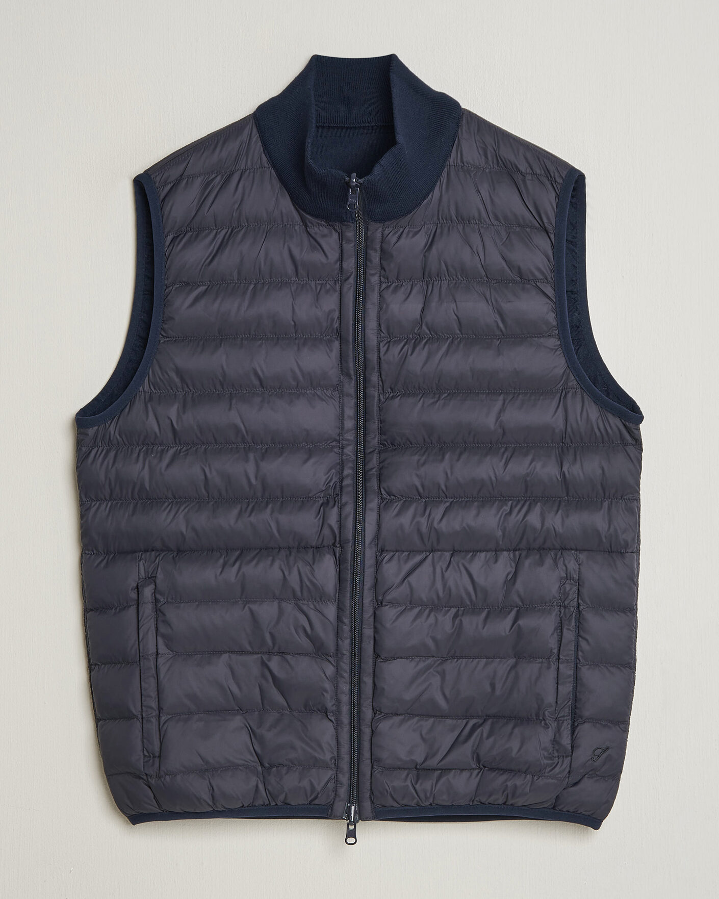 Herre | Vester | Stenströms | Reversible Knitted Merino/Nylon Vest Navy