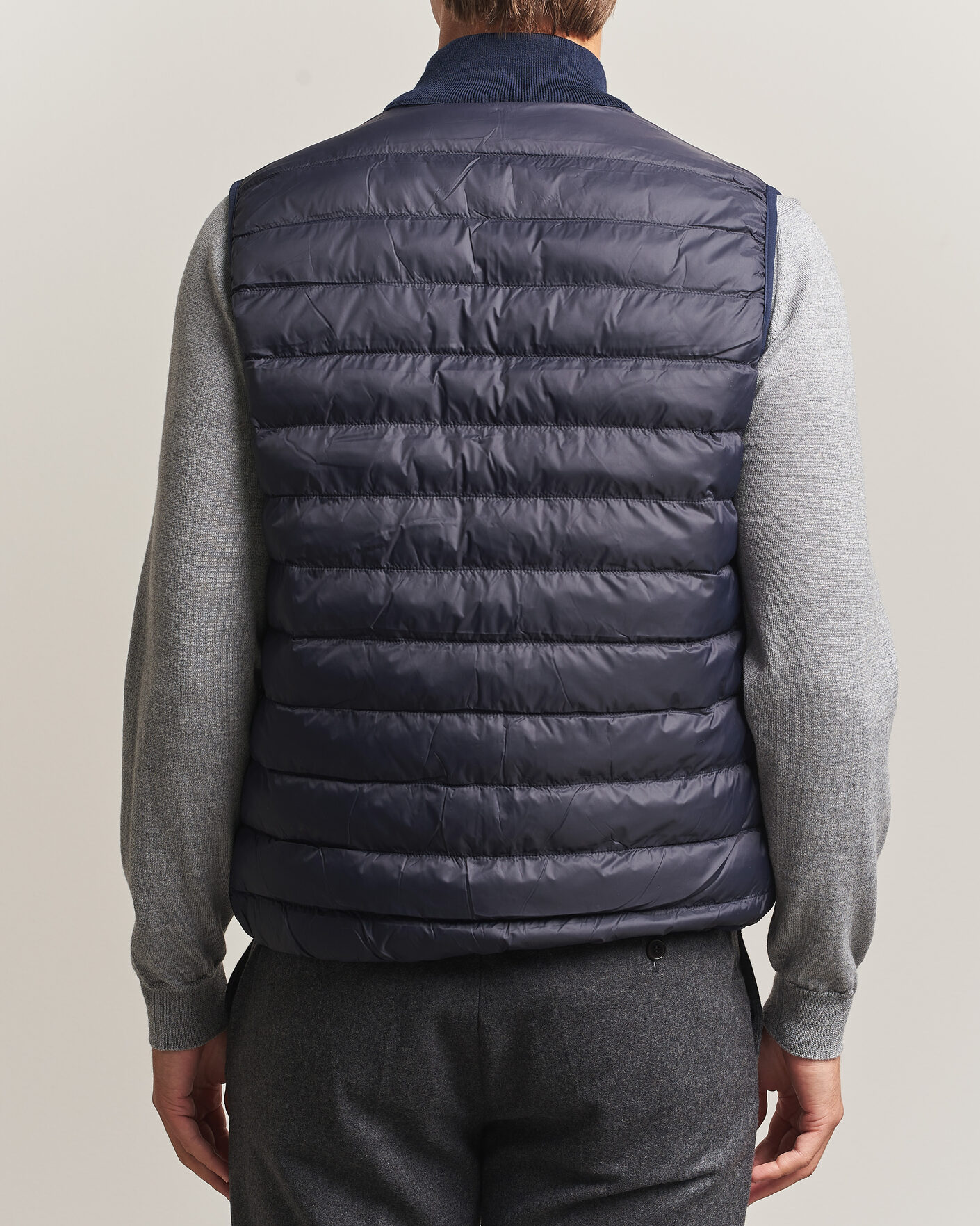 Herre | Vester | Stenströms | Reversible Knitted Merino/Nylon Vest Navy