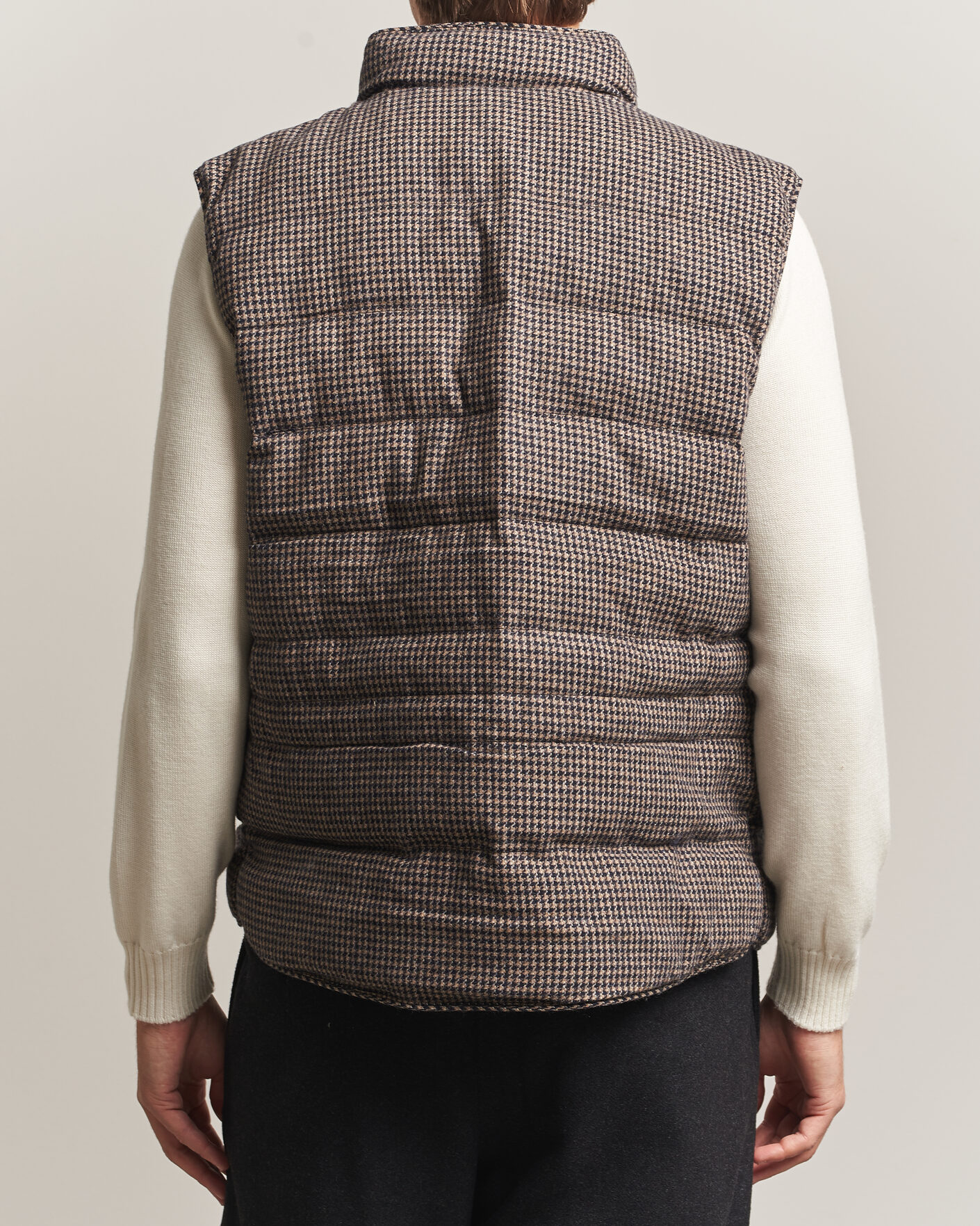 Herre | Vester | Stenströms | Padded Houndstooth Wool Vest Brown