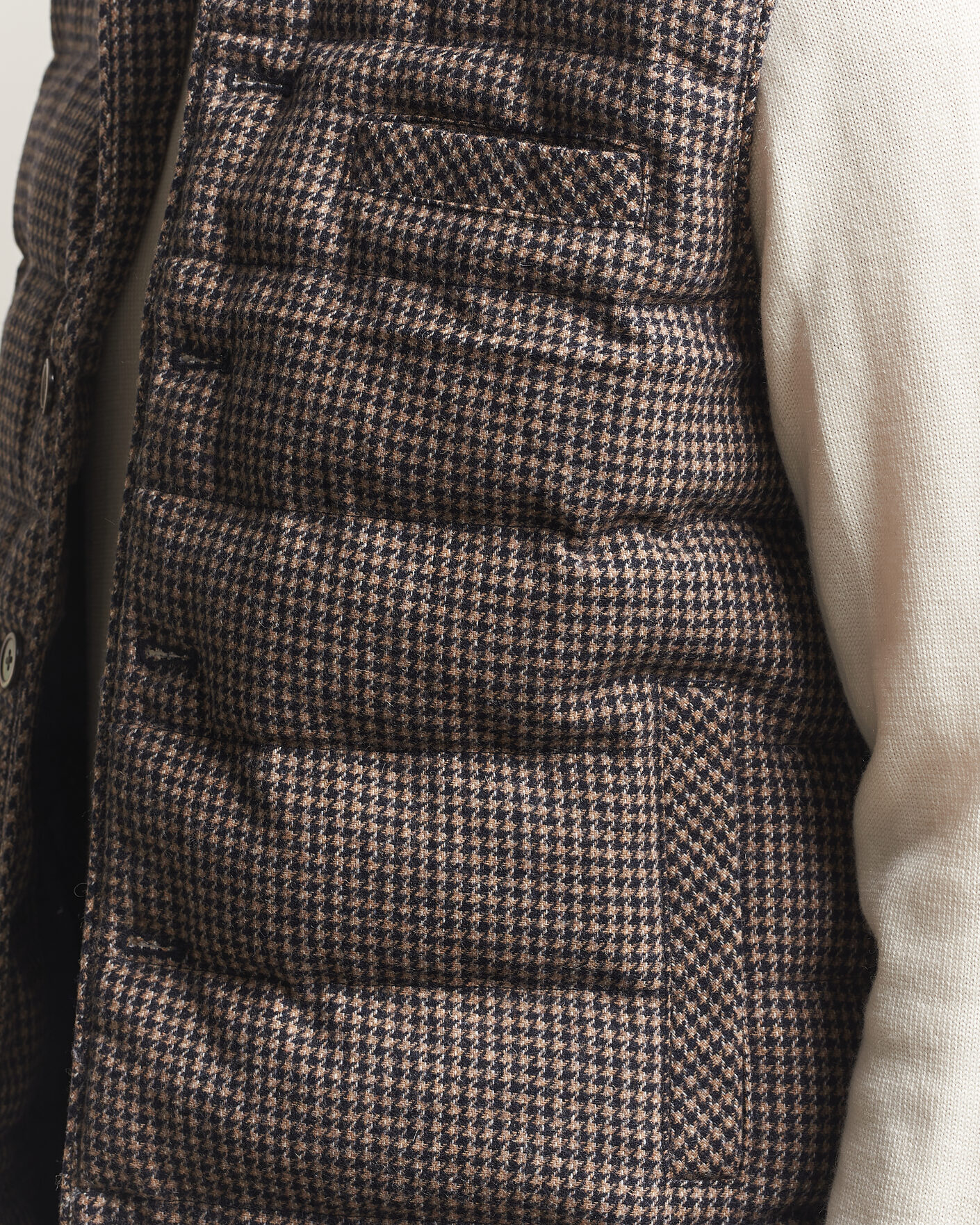 Herre | Vester | Stenströms | Padded Houndstooth Wool Vest Brown