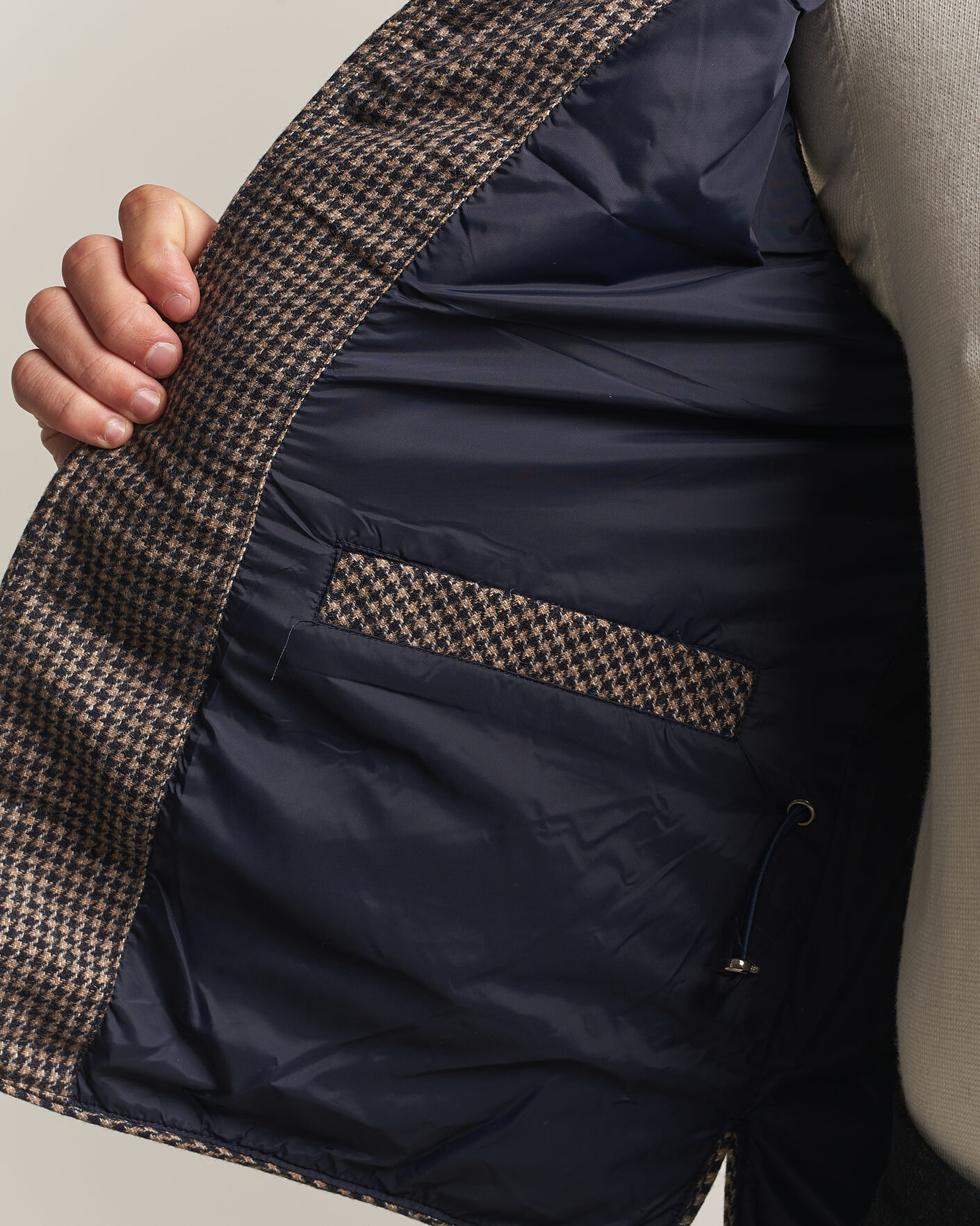 Herre | Vester | Stenströms | Padded Houndstooth Wool Vest Brown