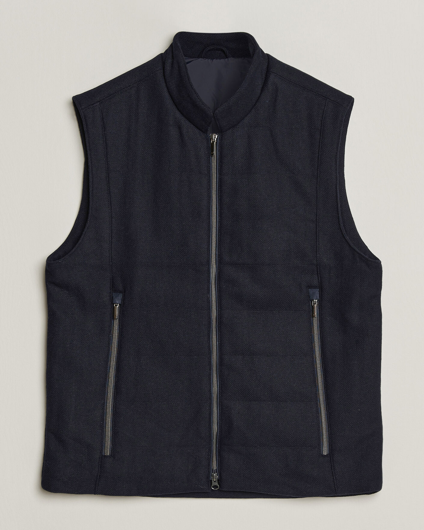 Herre | Vester | Stenströms | Wool Alcantara Detail Light Padded Vest Navy